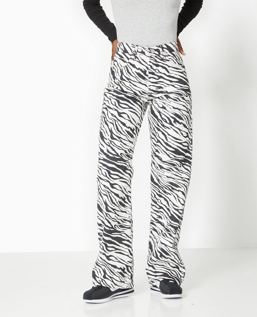 Jean droit motif zèbre