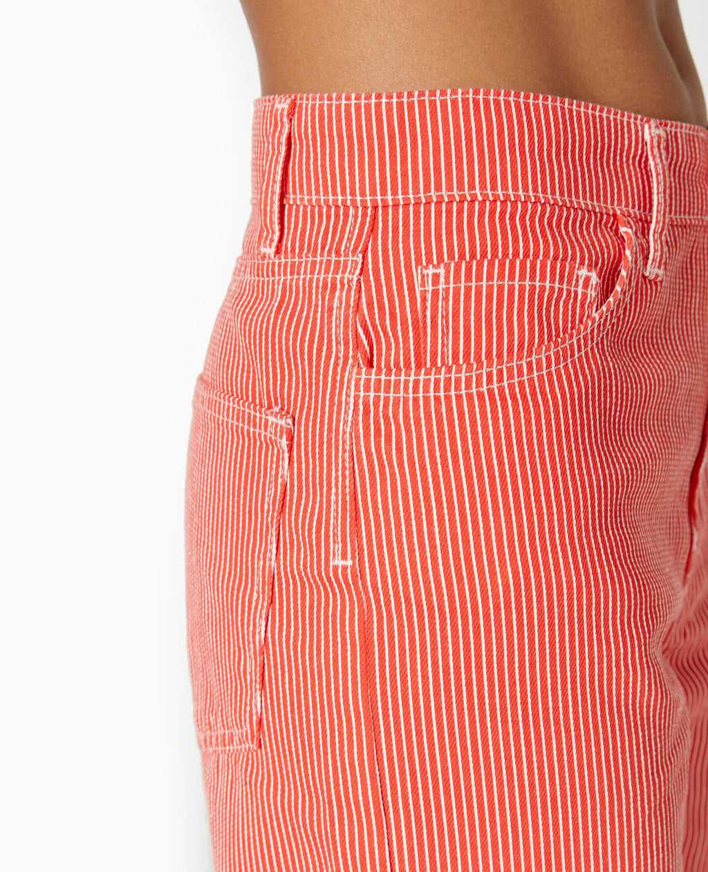 Jean rayé droit taille haute