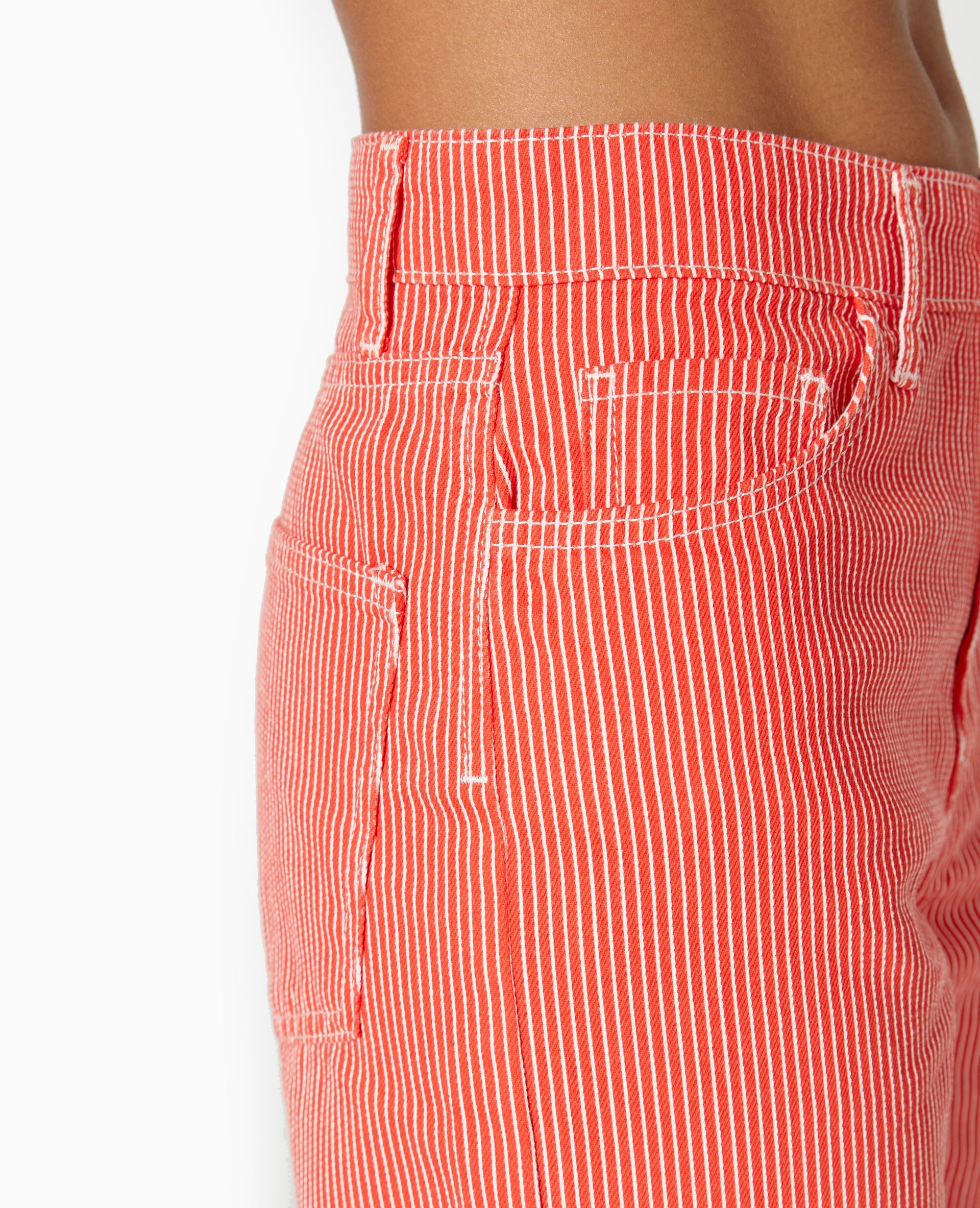 Jean rayé droit taille haute