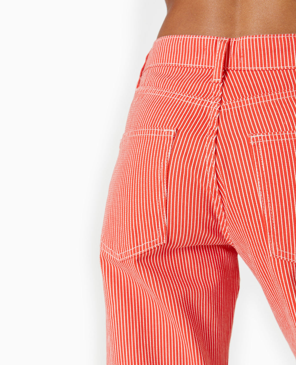 Jean rayé droit taille haute