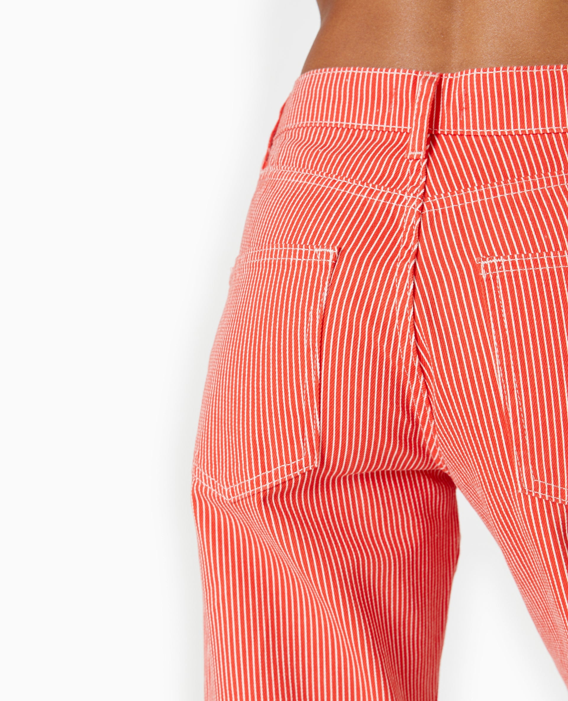 Jean rayé droit taille haute