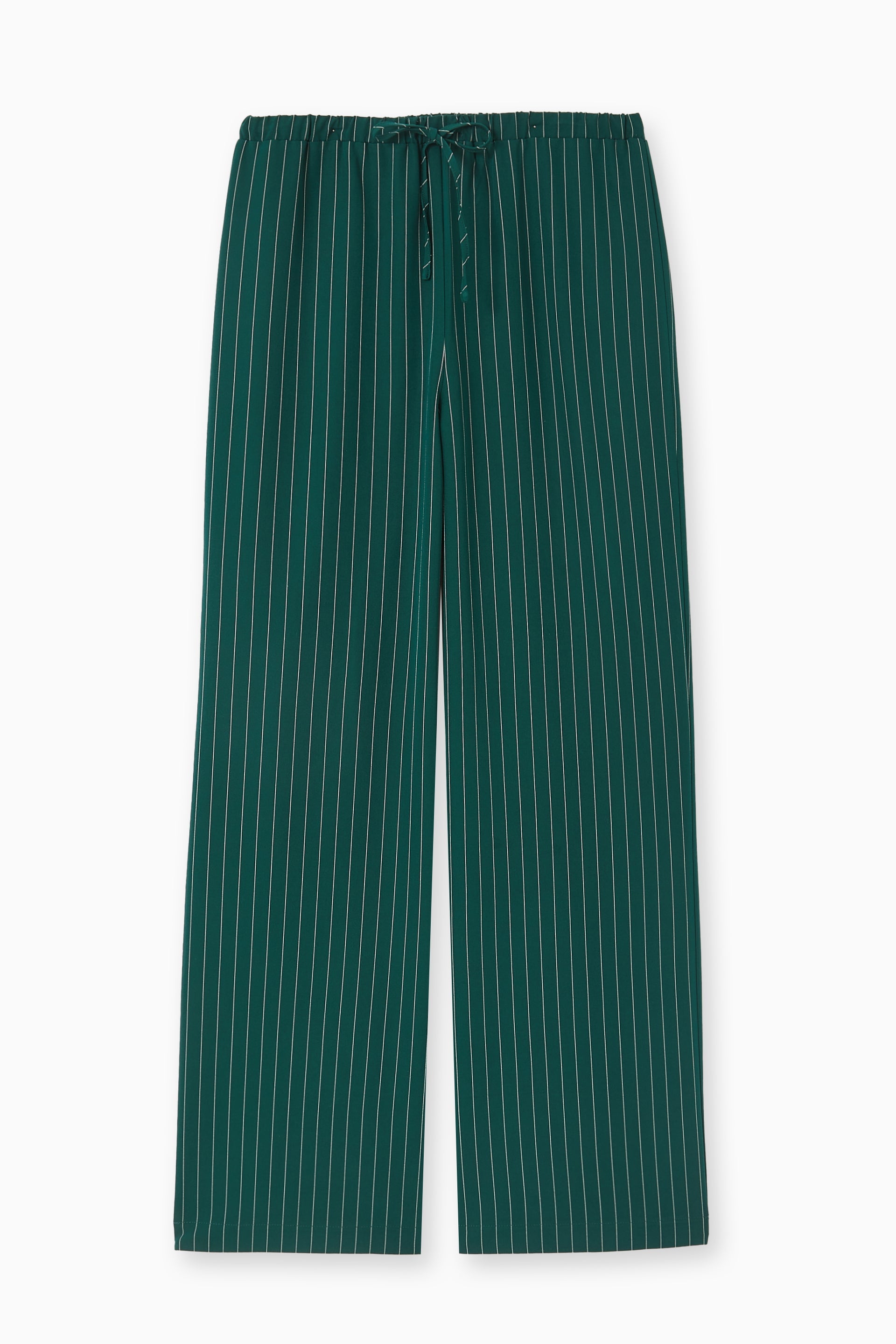 Pantalon droit taille élastiquée rayures banquier