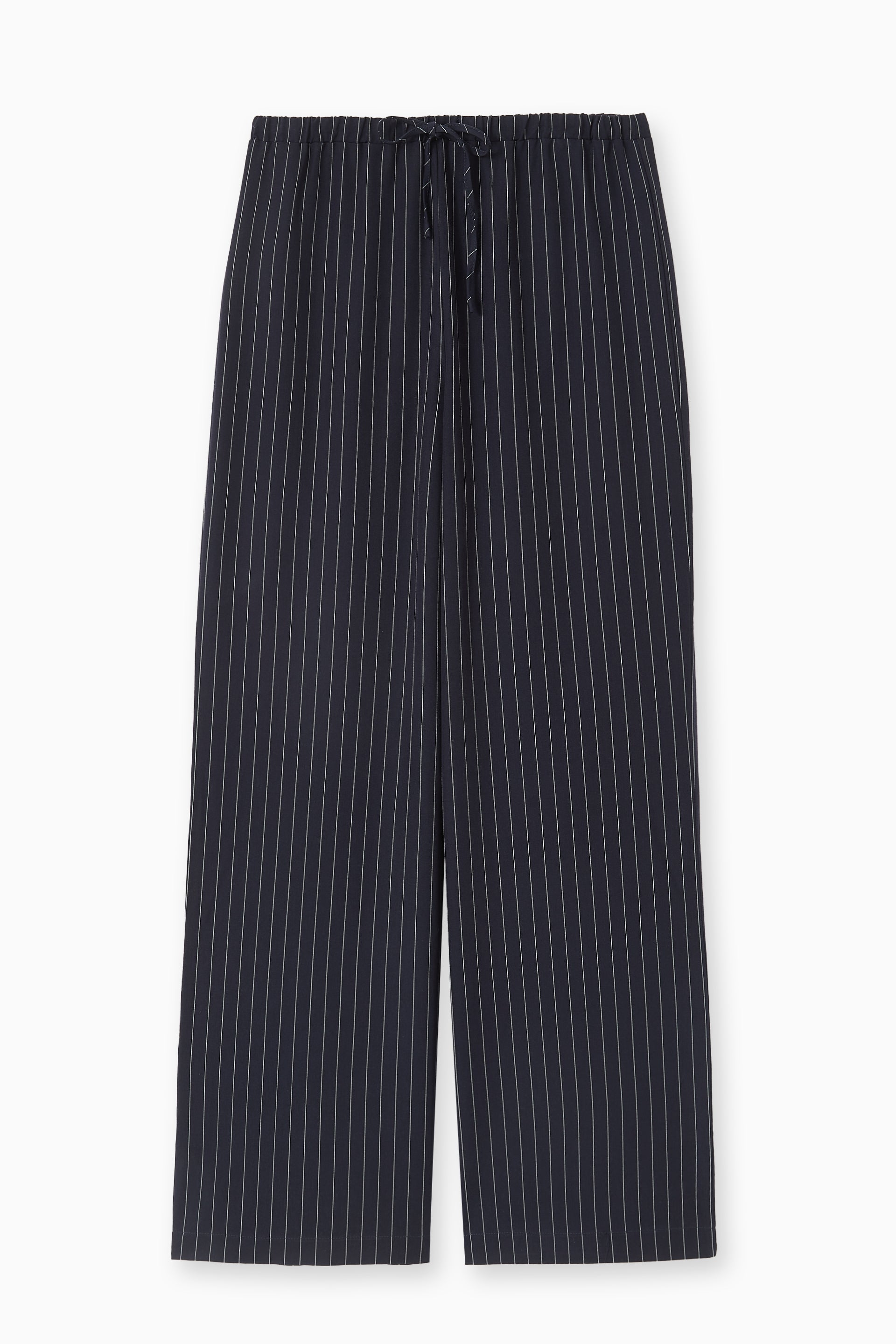 Pantalon droit taille élastiquée rayures banquier