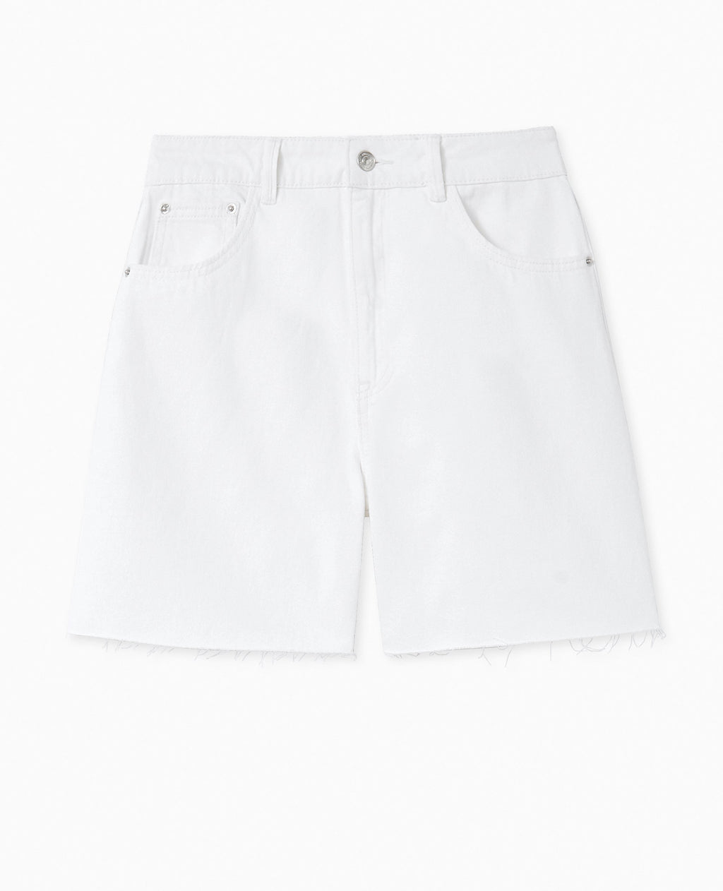 Short en jean taille haute avec bas coupés