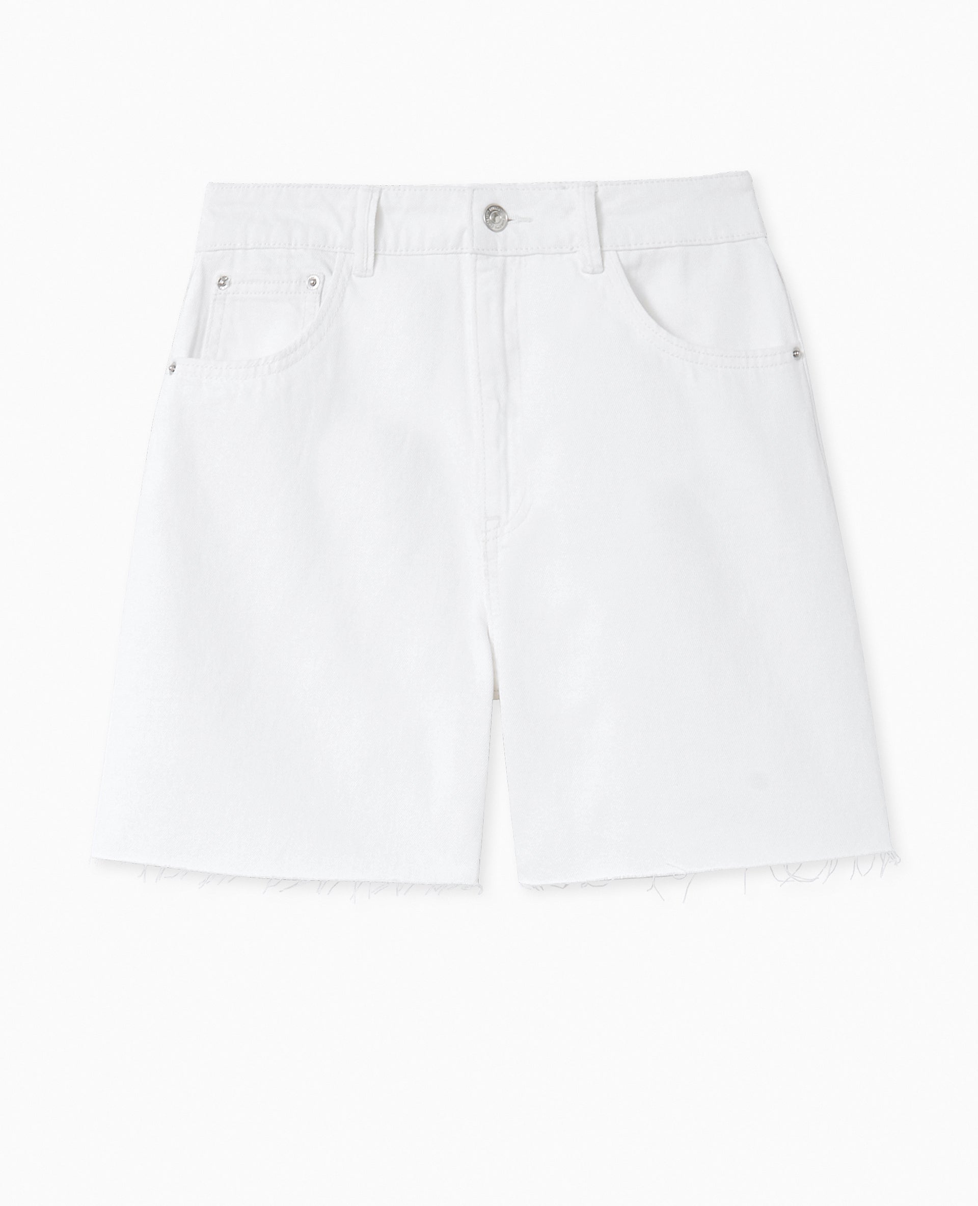 Short en jean taille haute avec bas coupés