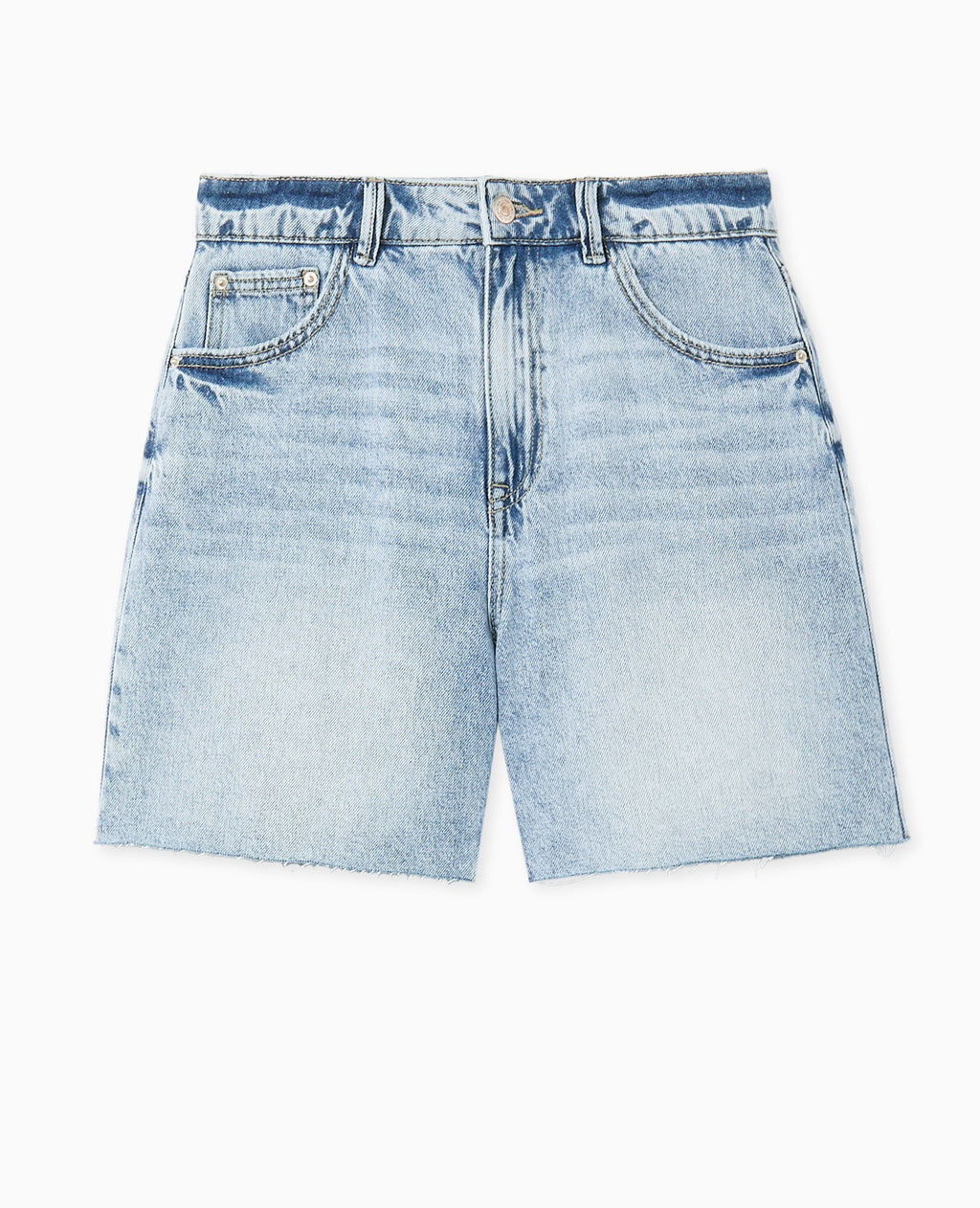 Short en jean taille haute avec bas coupés
