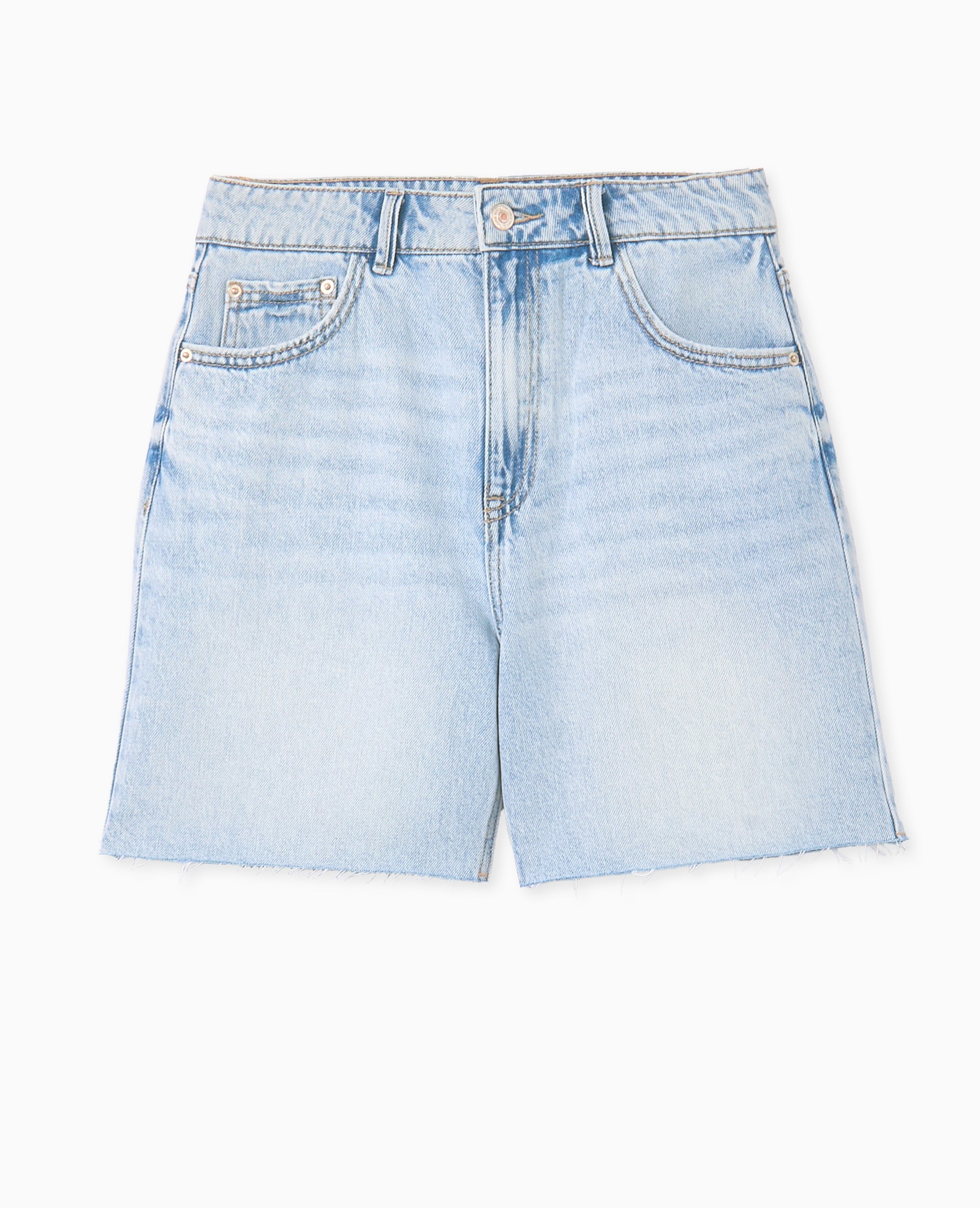 Short en jean taille haute avec bas coupés