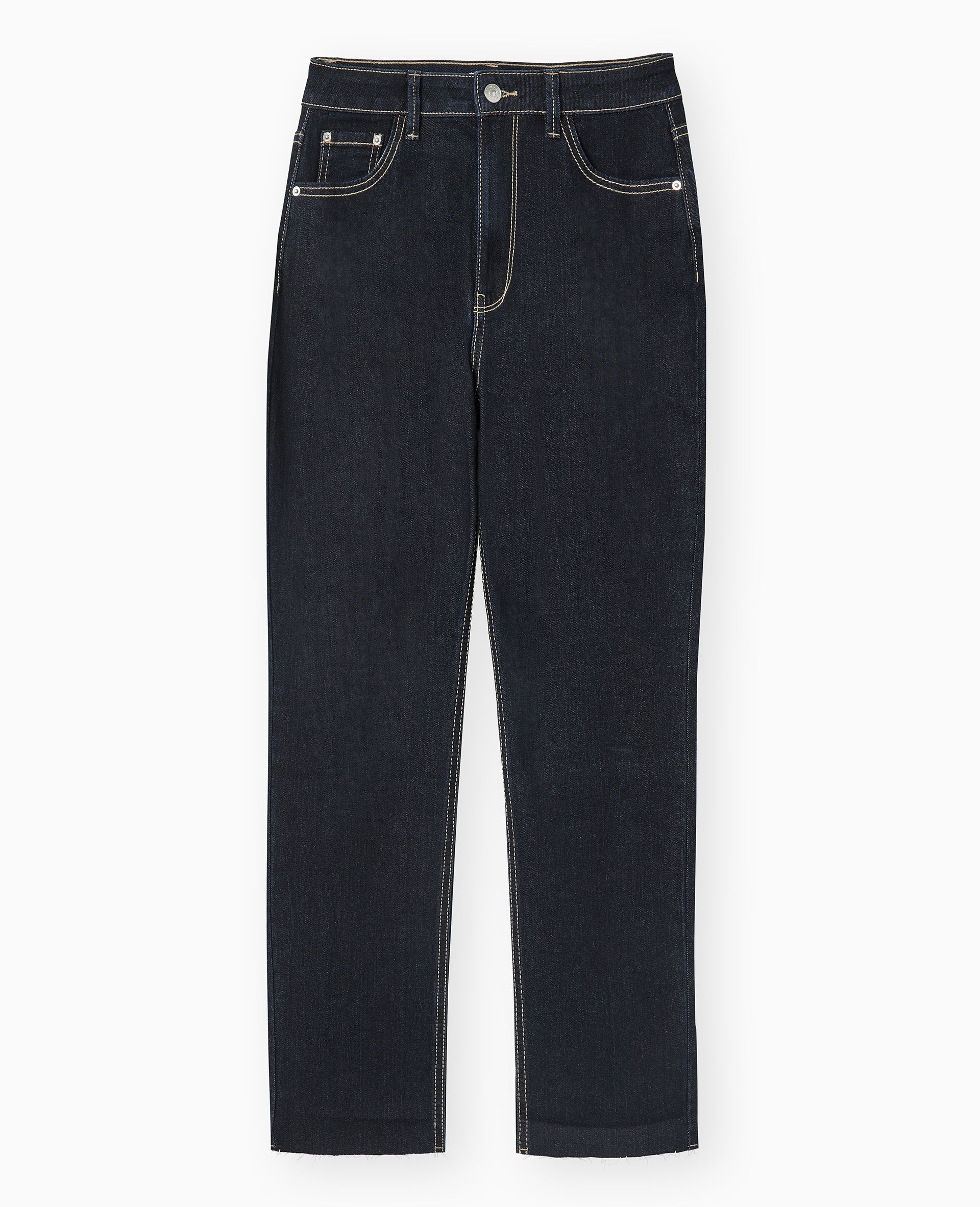 Jean droit taille regular avec bas coupés