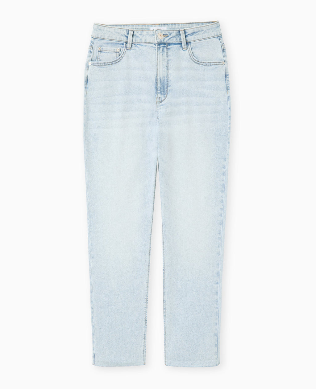 Jean droit taille haute avec bas coupés