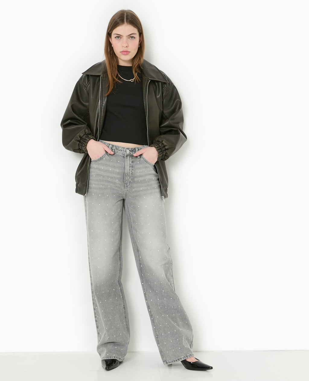 Jean straight avec strass
