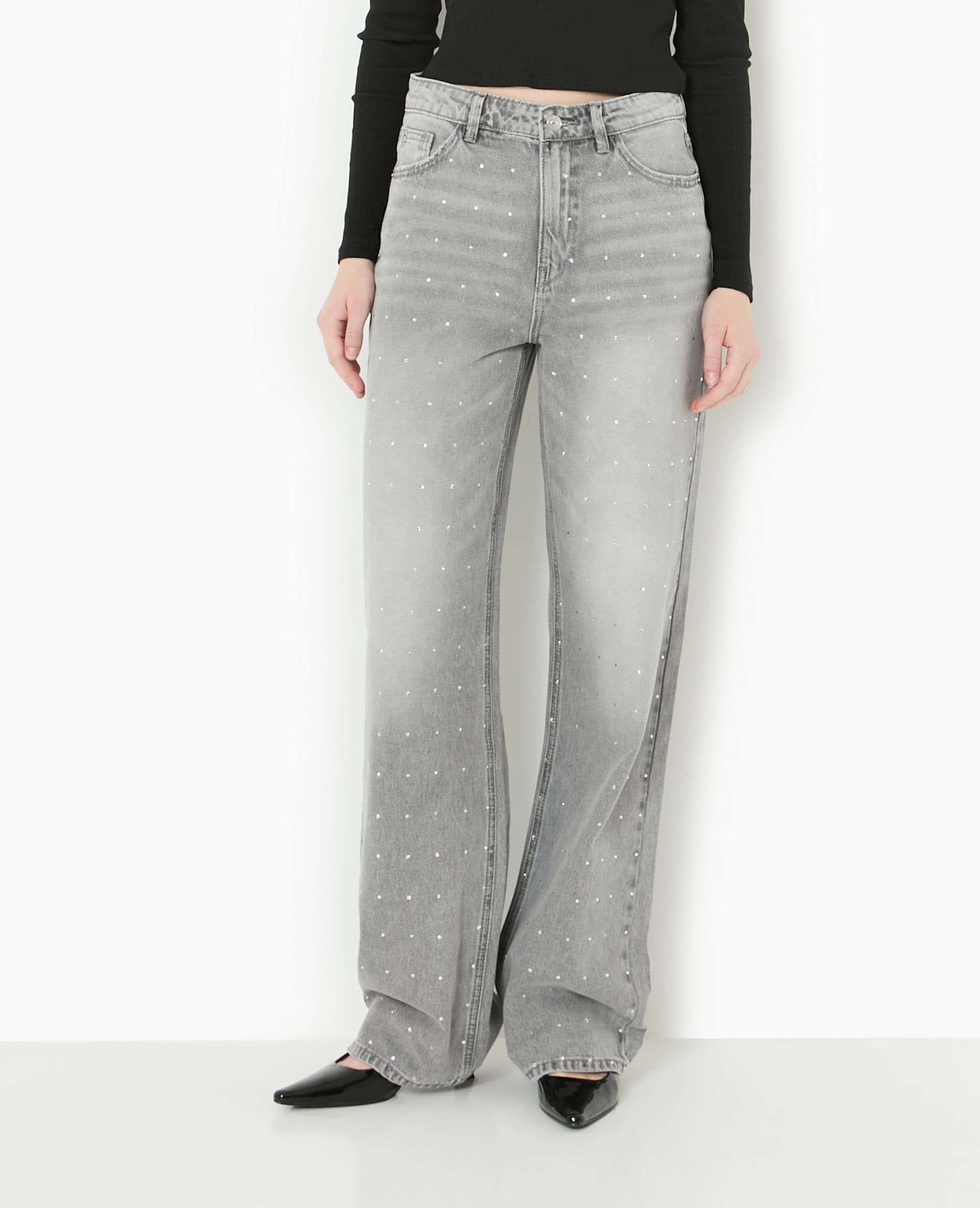Jean straight avec strass