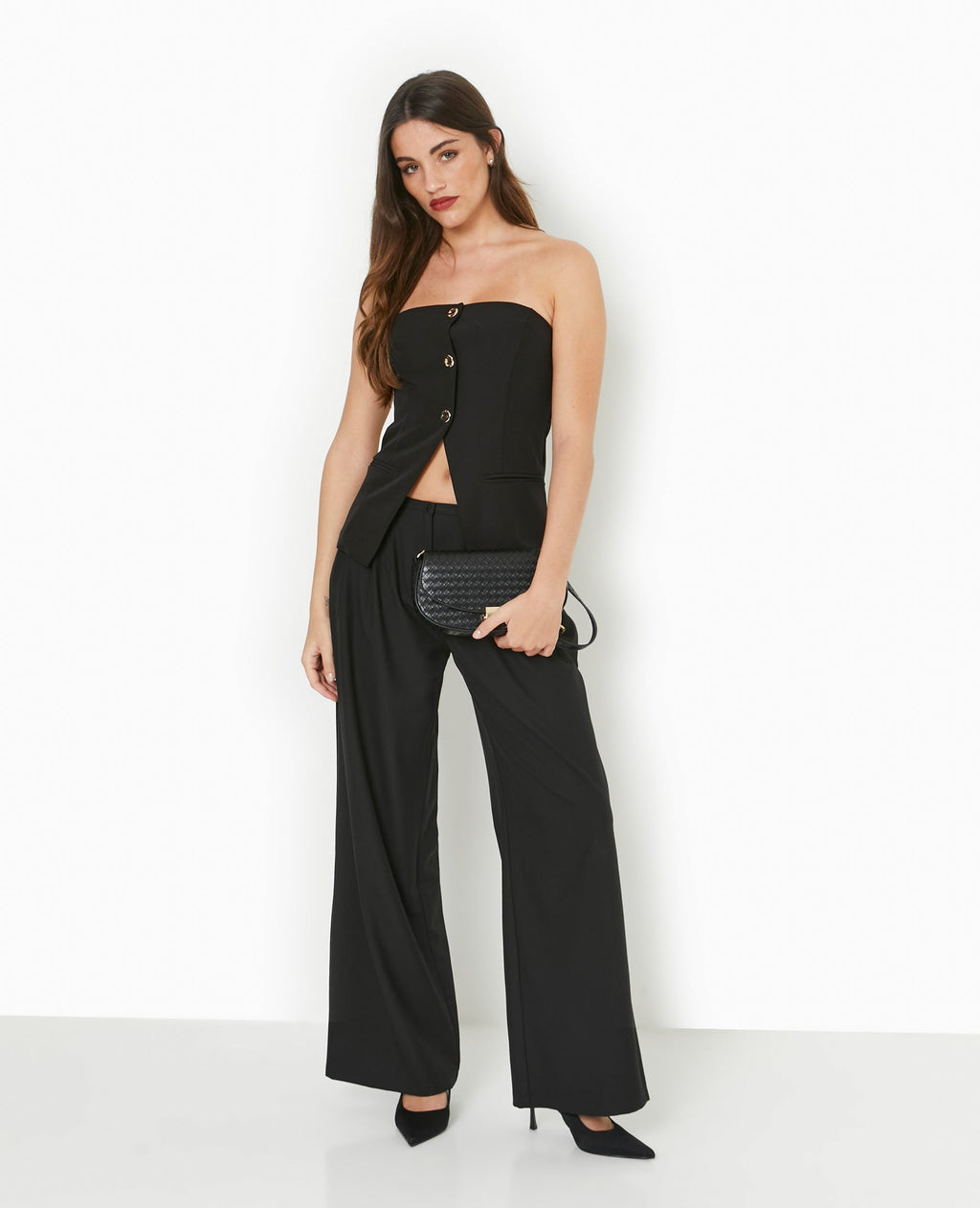Pantalon large et droit avec pinces