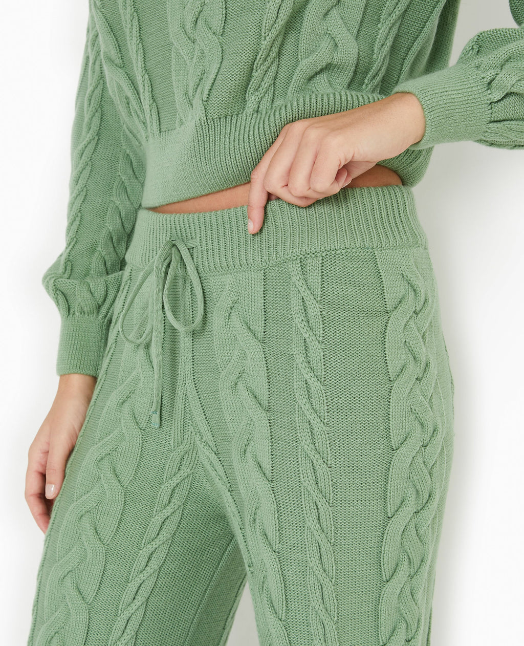 Pantalon droit en maille torsadée
