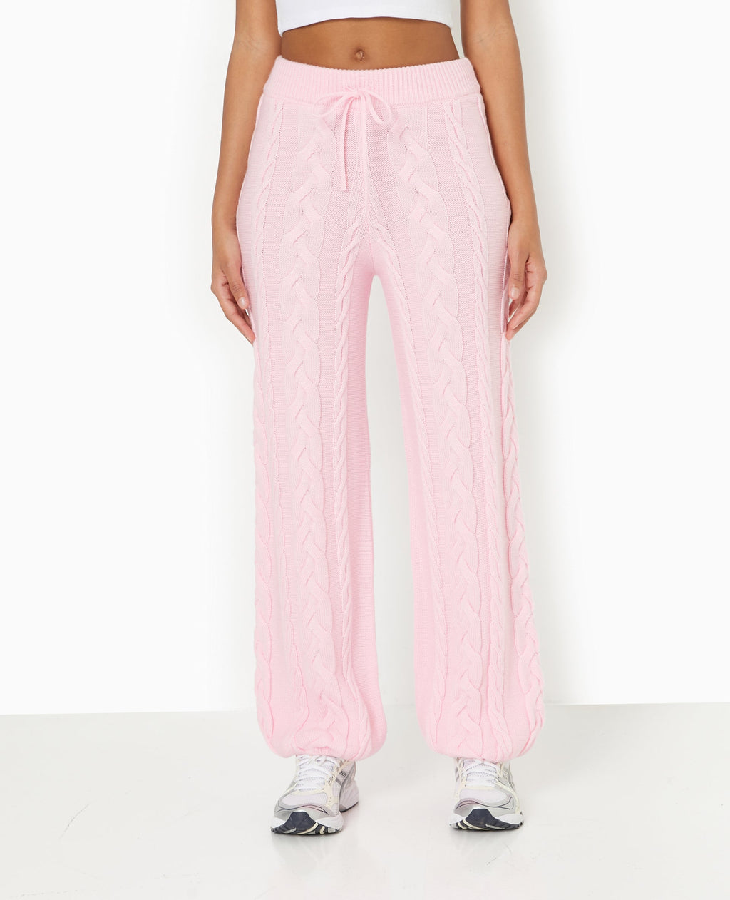 Pantalon droit en maille torsadée