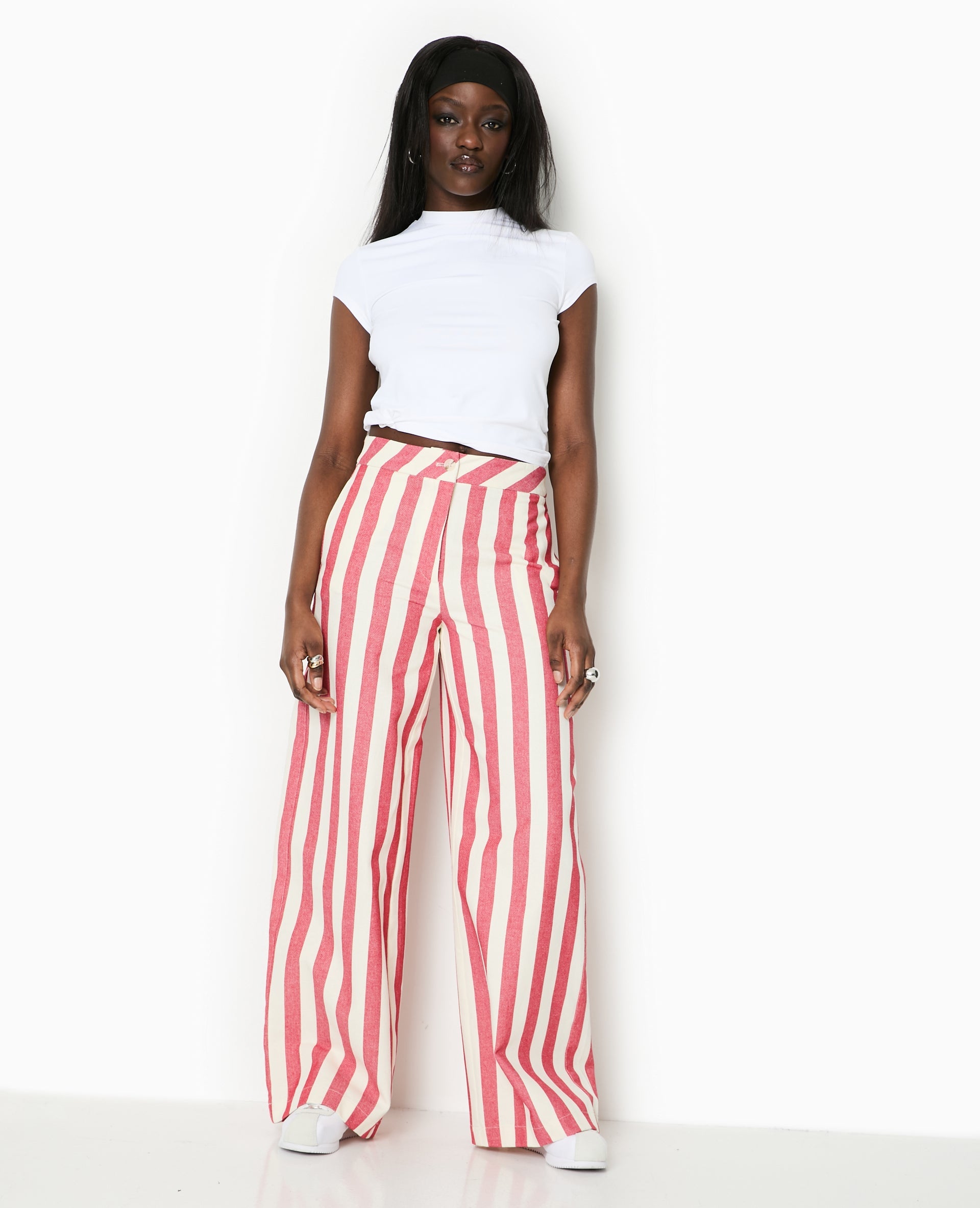 Pantalon droit avec larges rayures