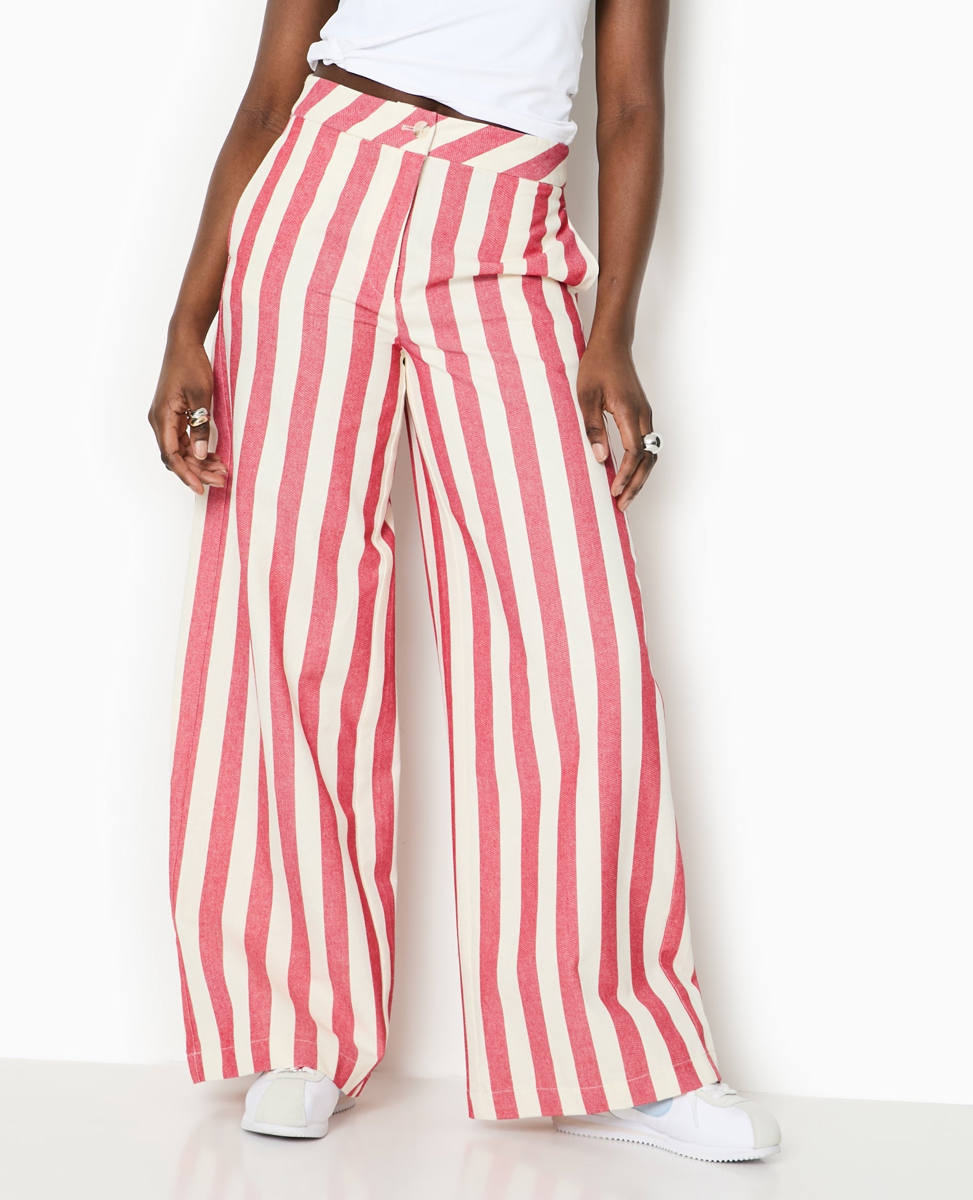 Pantalon droit avec larges rayures