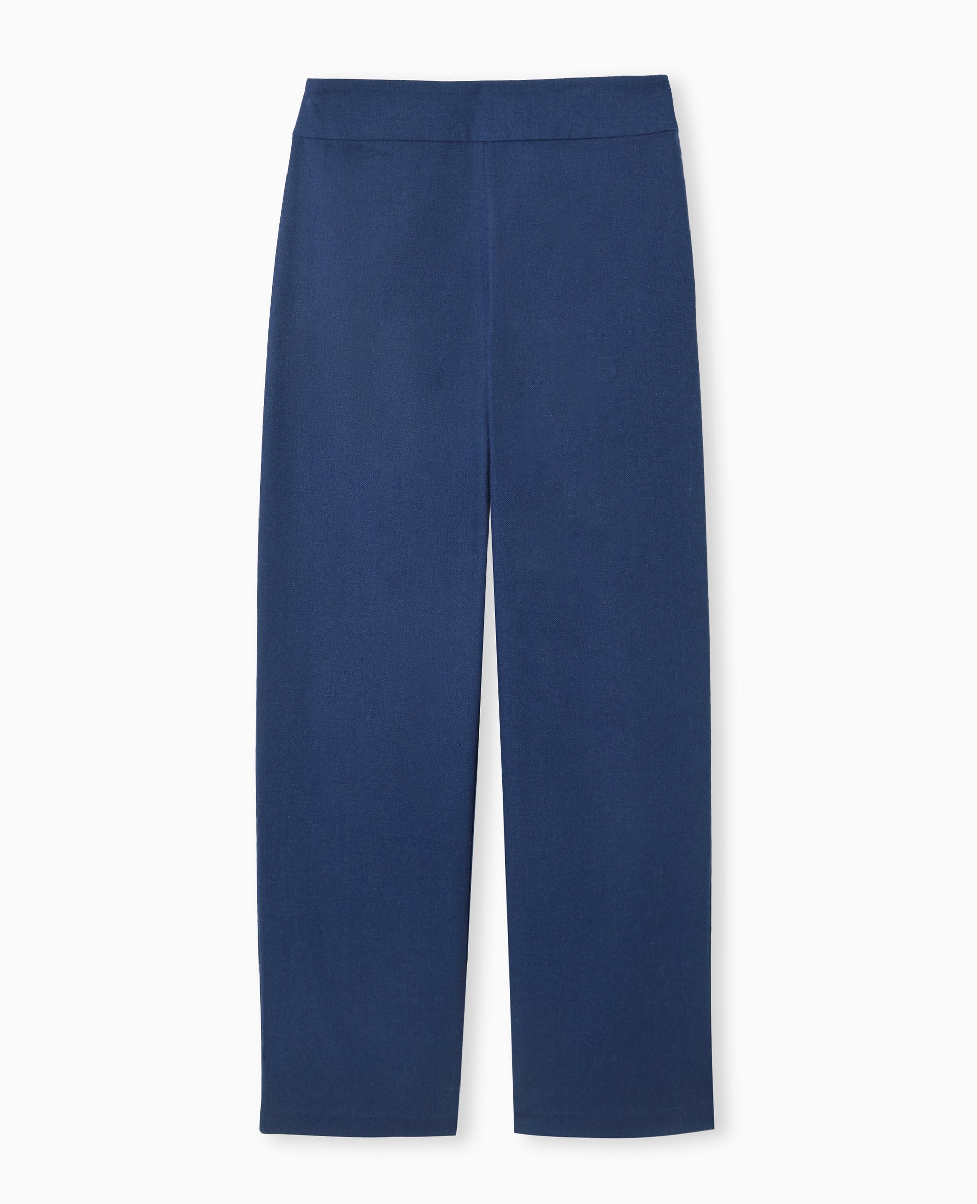 Pantalon droit taille haute avec lin