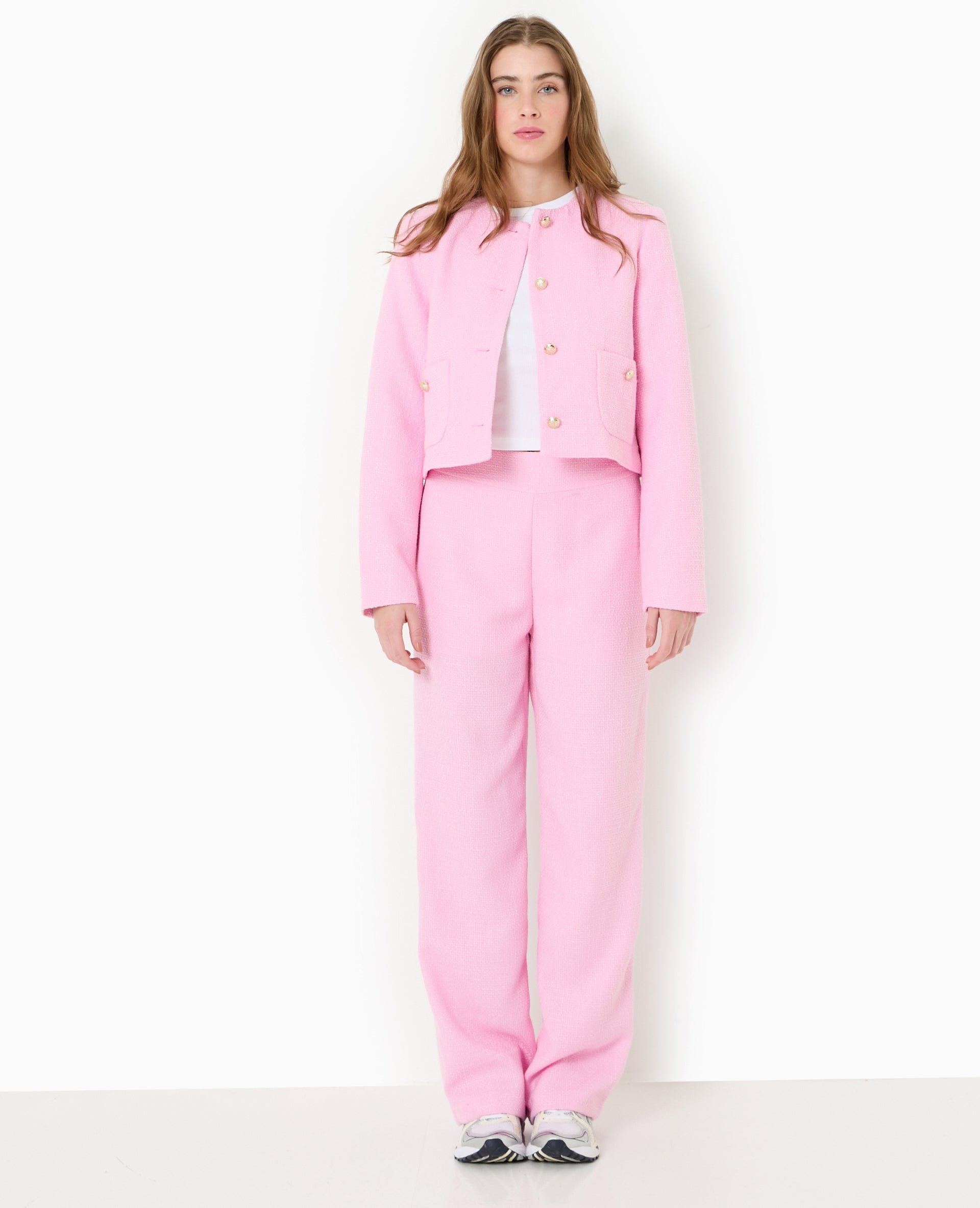 Pantalon droit en tweed