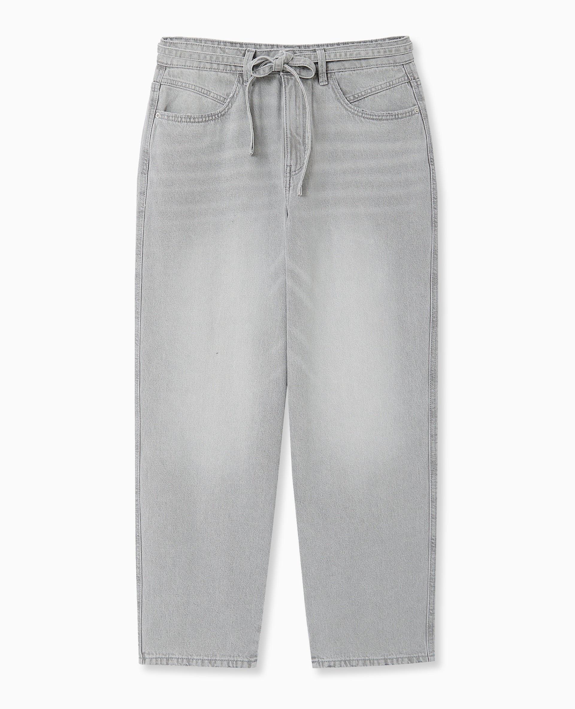 Jean baggy taille basse avec ceinture à nouer