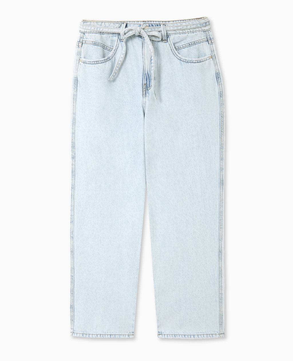 Jean baggy taille basse avec ceinture à nouer