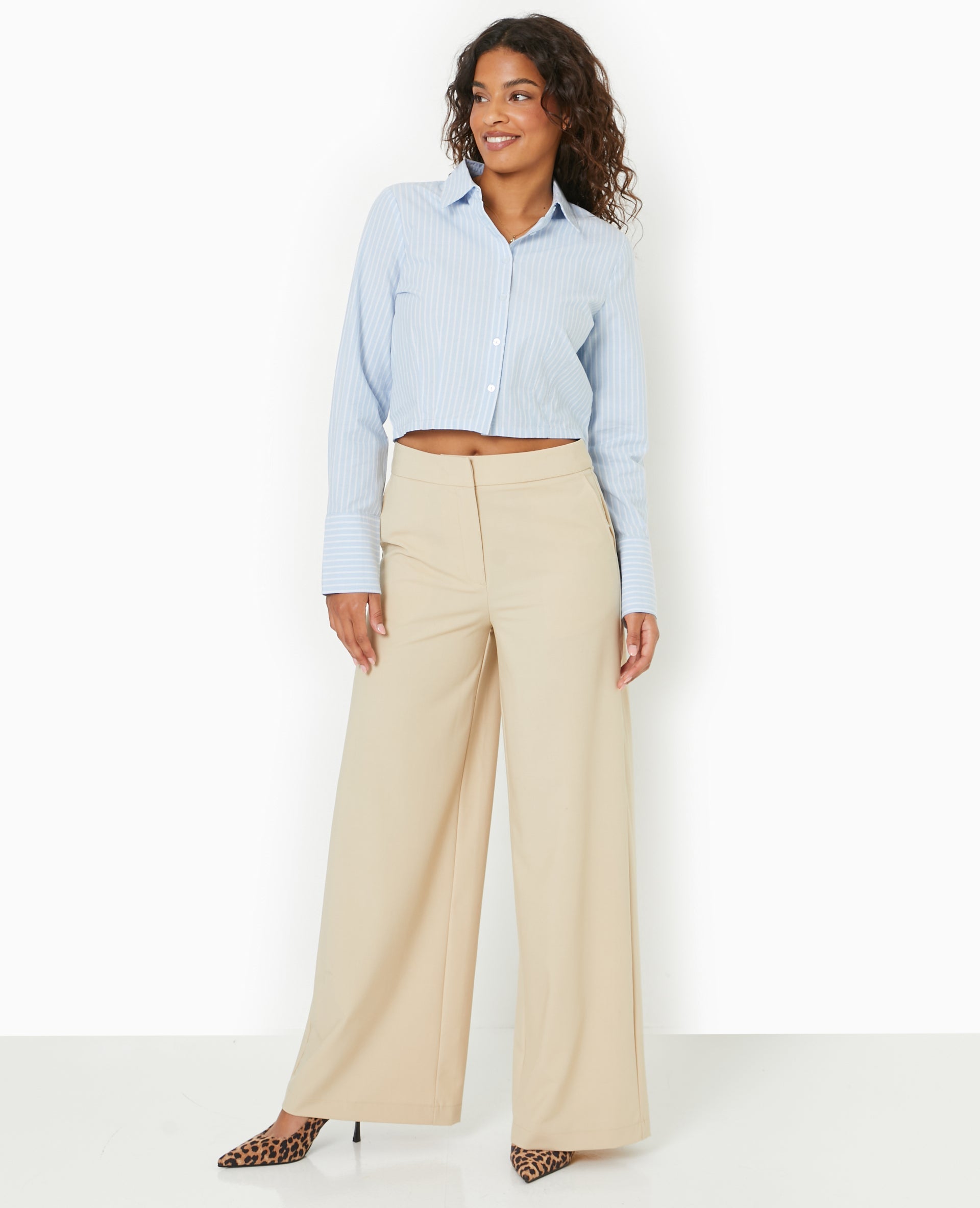 Pantalon large et droit taille regular