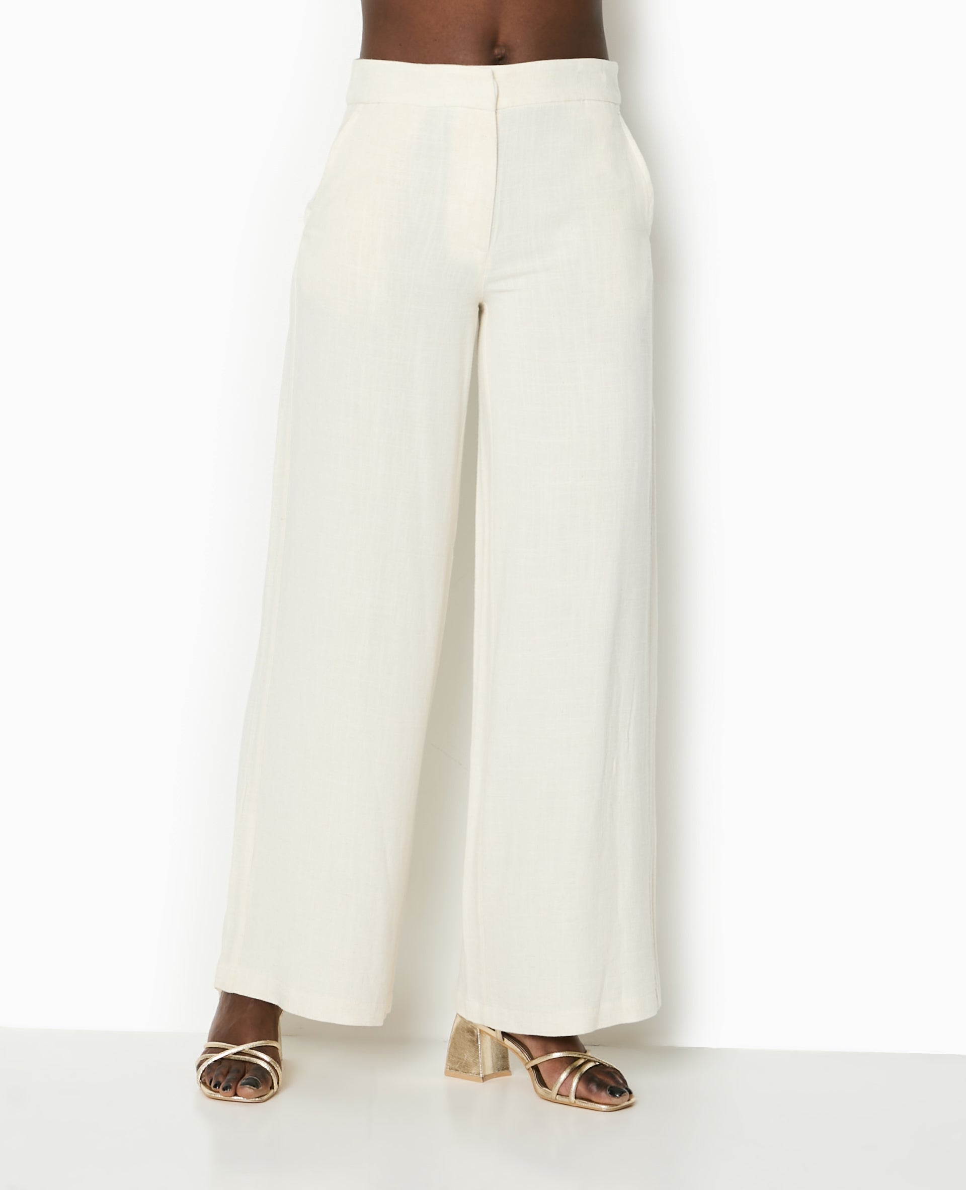 Pantalon droit avec lin