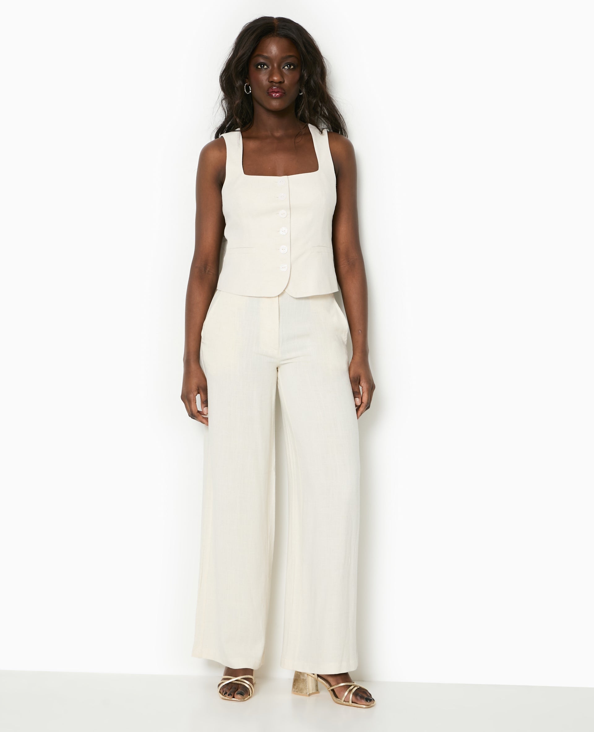 Pantalon droit avec lin