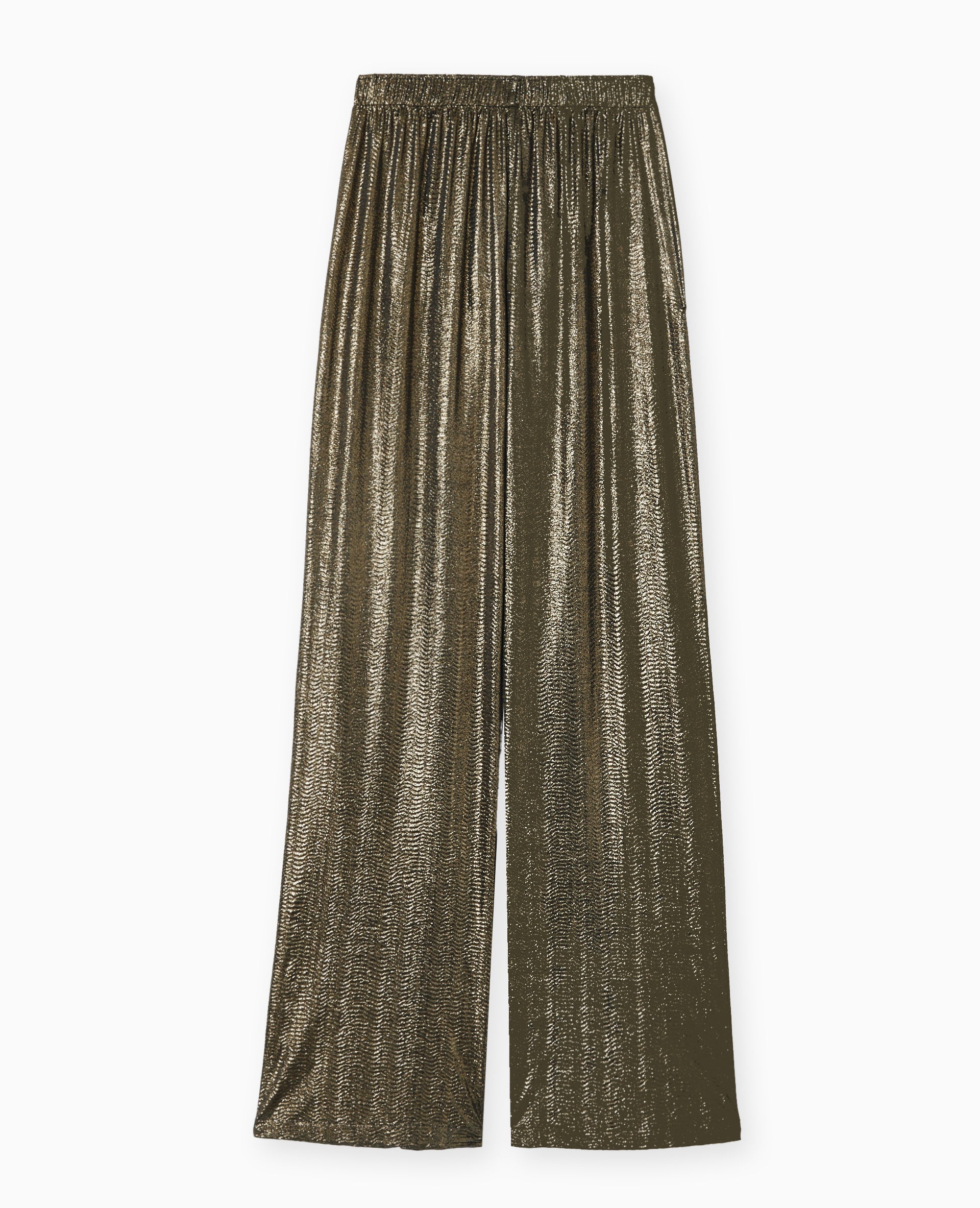 Pantalon fluide en tissu texturé avec lurex argenté