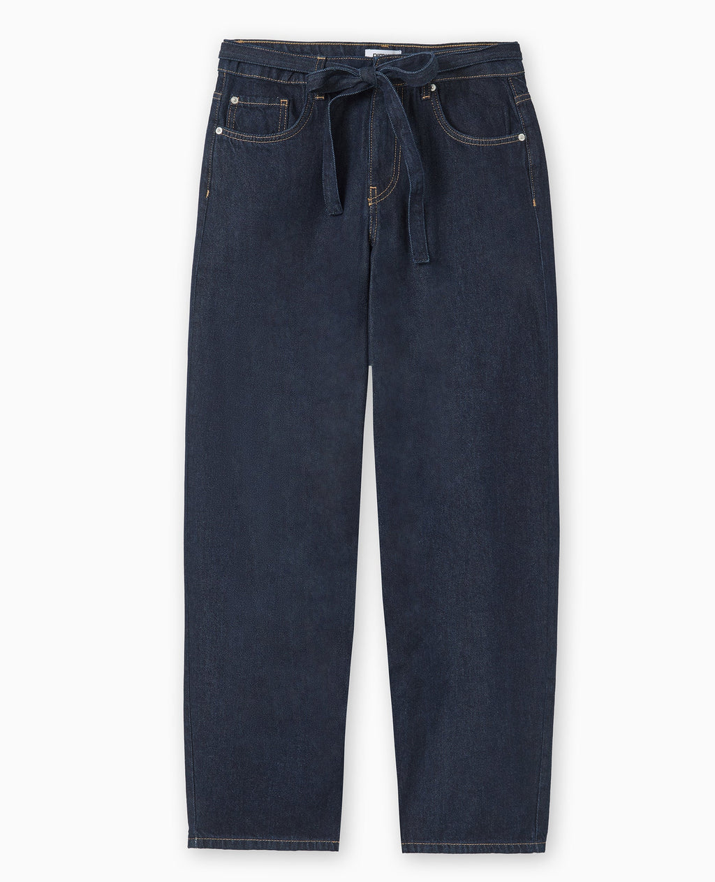 Jean wide taille haute avec ceinture à nouer