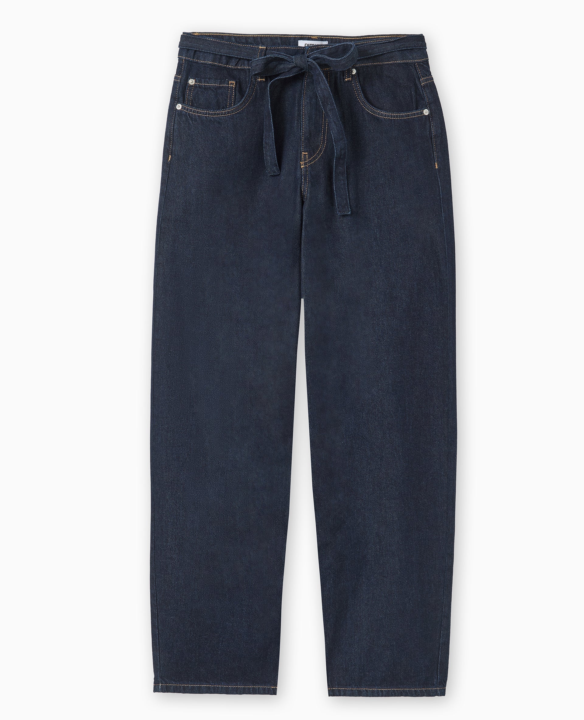 Jean wide taille haute avec ceinture à nouer