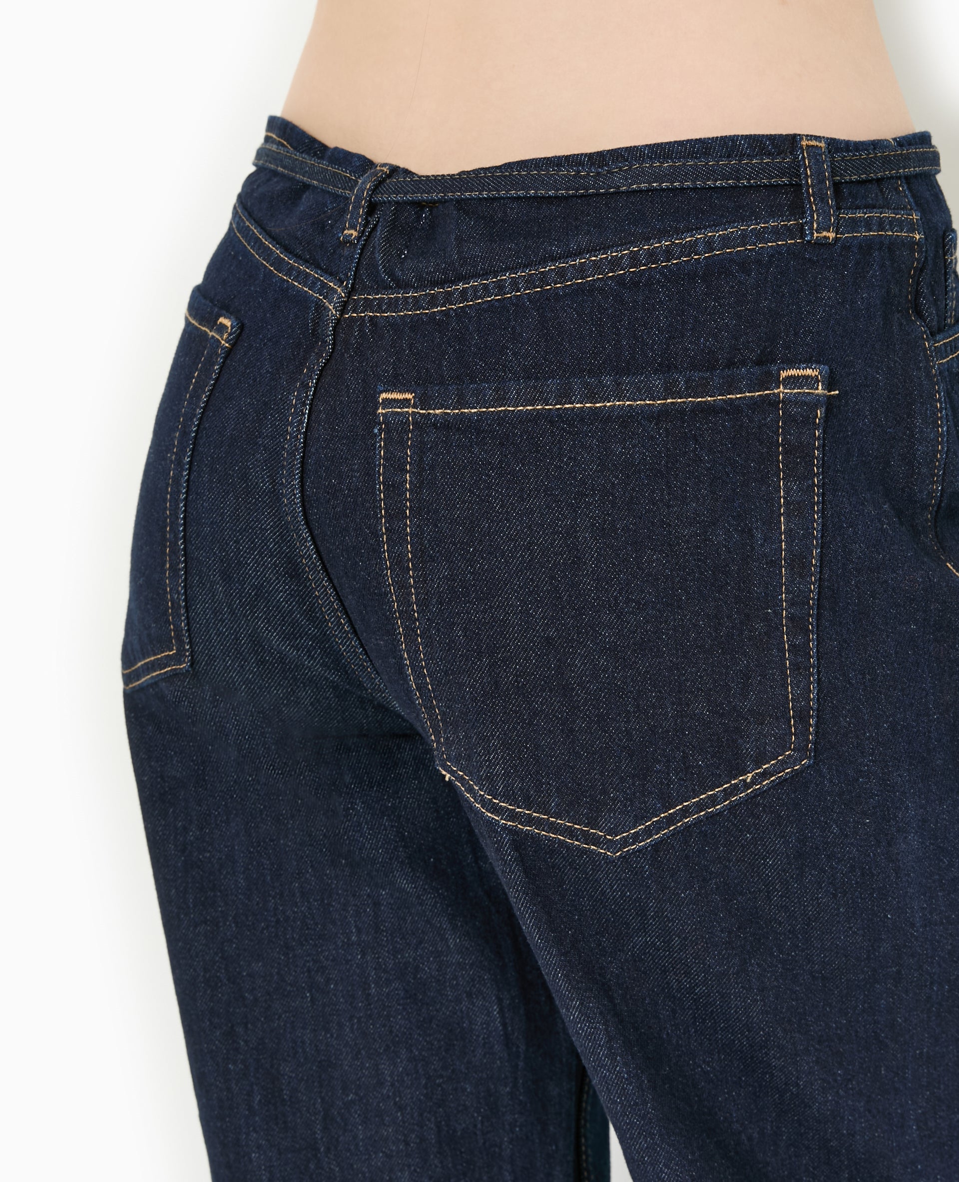 Jean wide taille haute avec ceinture à nouer