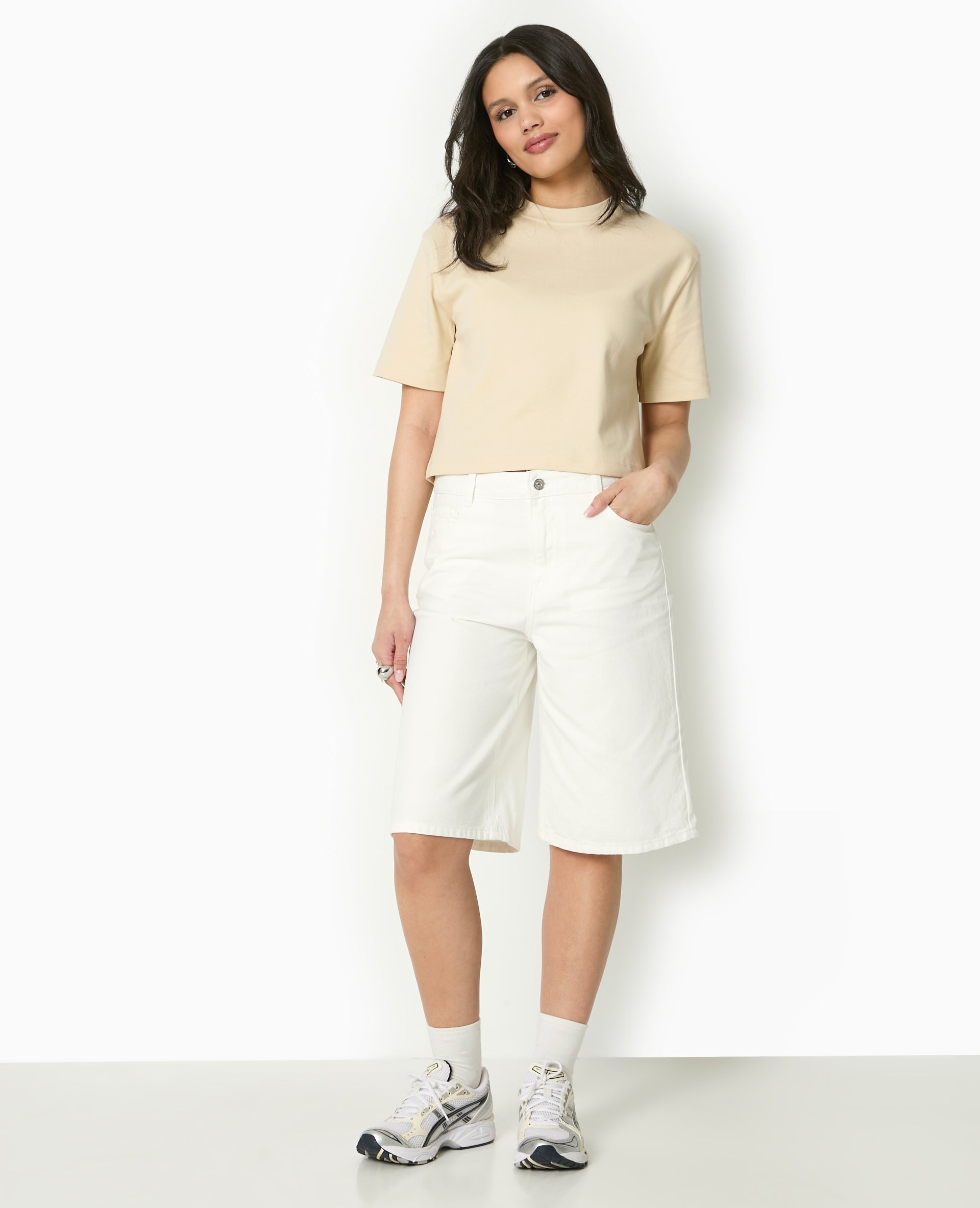 Bermuda large en jean taille standard