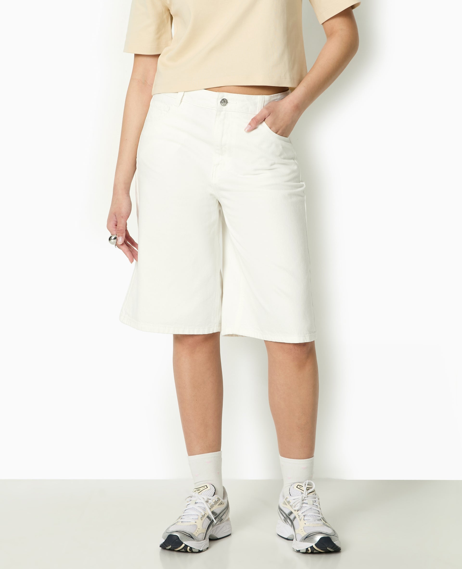Bermuda large en jean taille standard