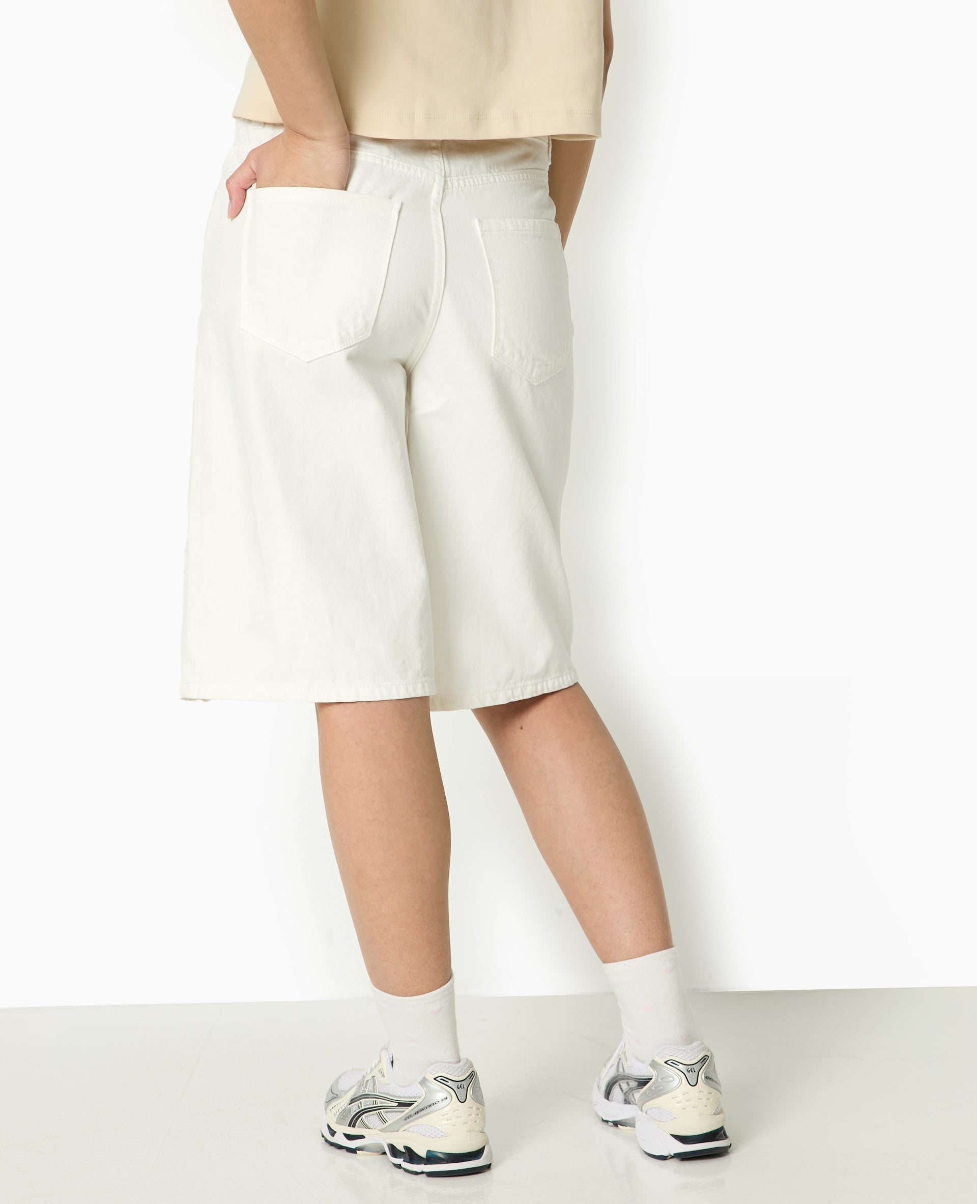 Bermuda large en jean taille standard