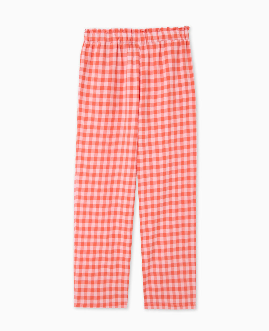 Pantalon droit taille élastiquée motif vichy