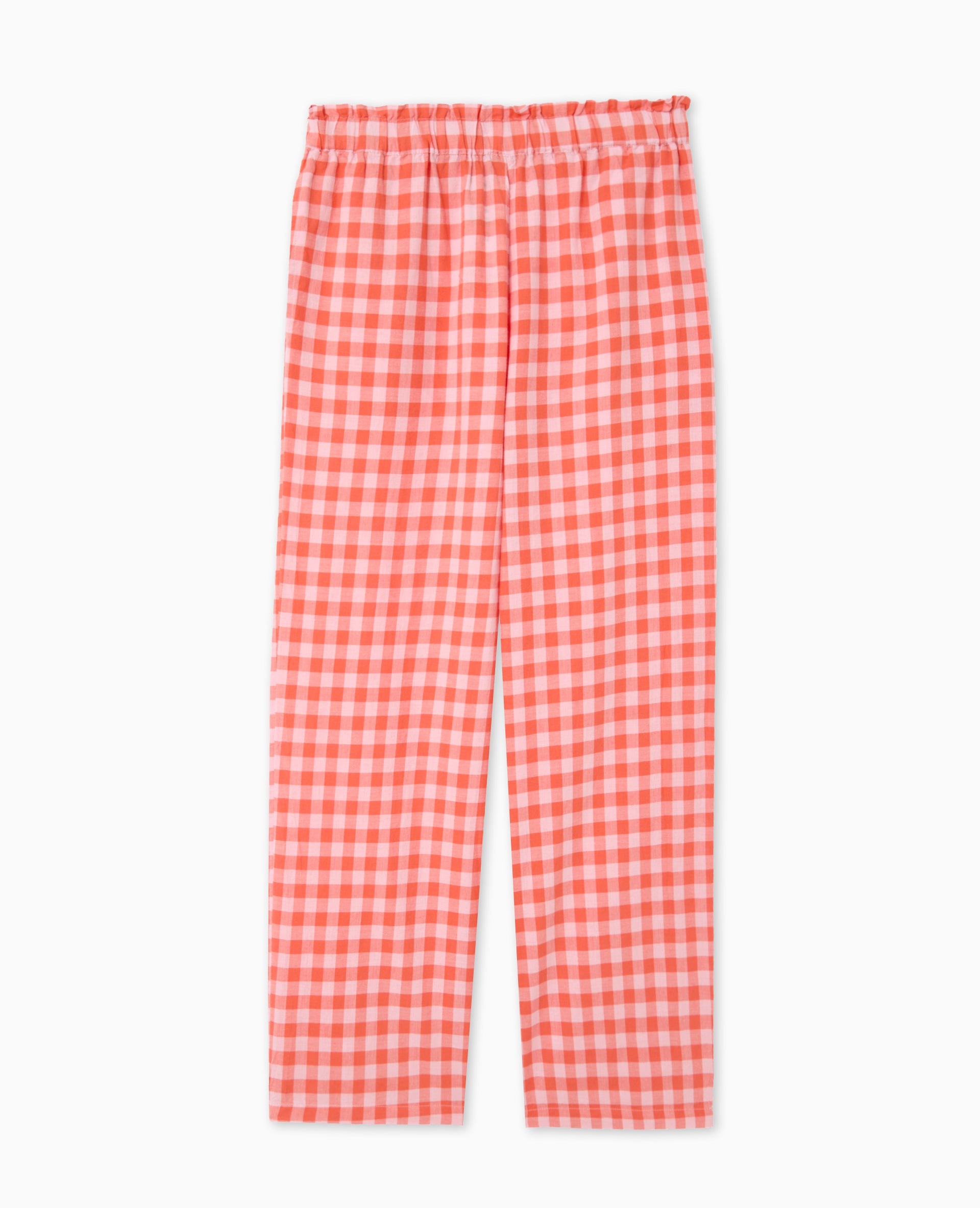 Pantalon droit taille élastiquée motif vichy