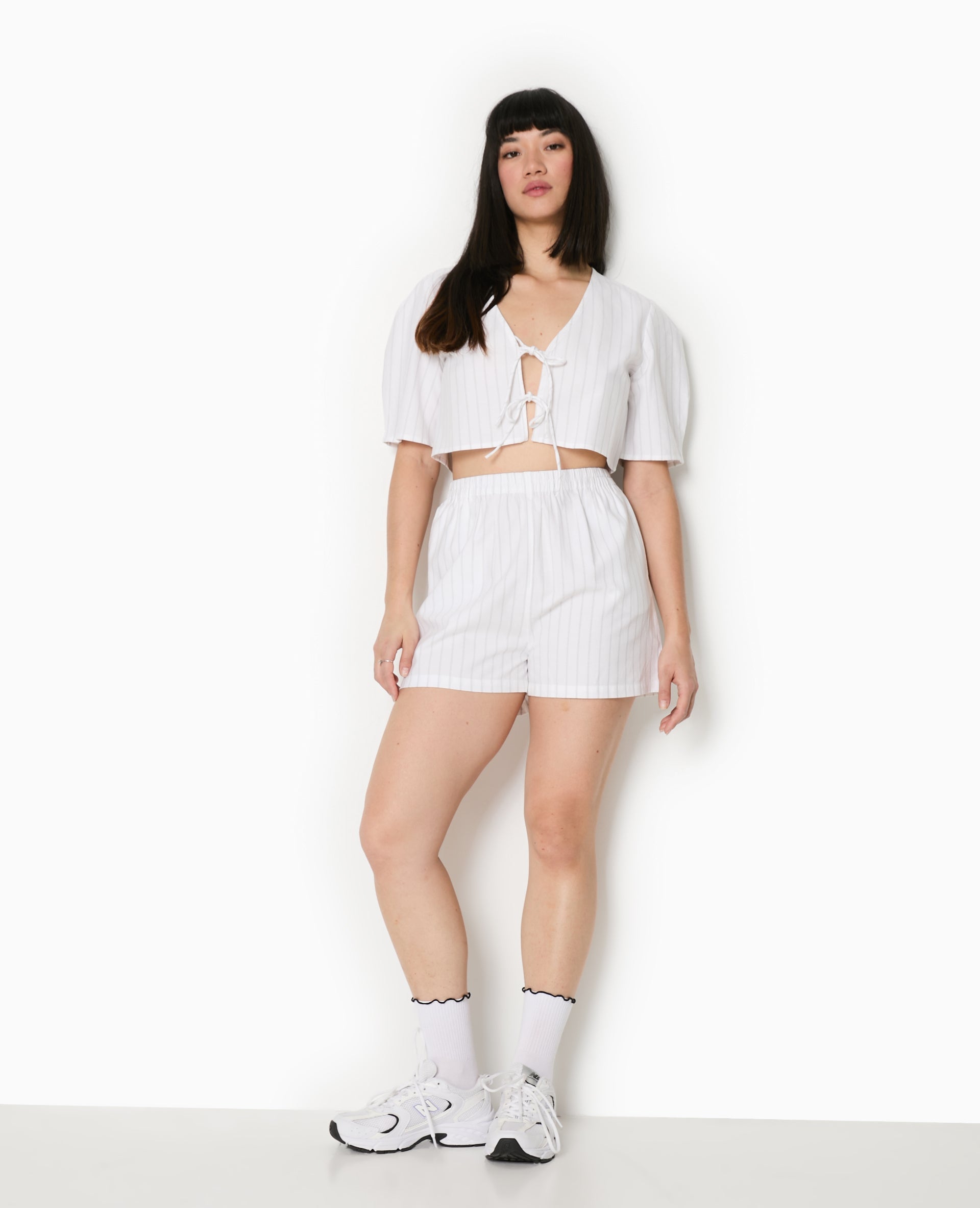 Short rayé façon pyjama d'homme