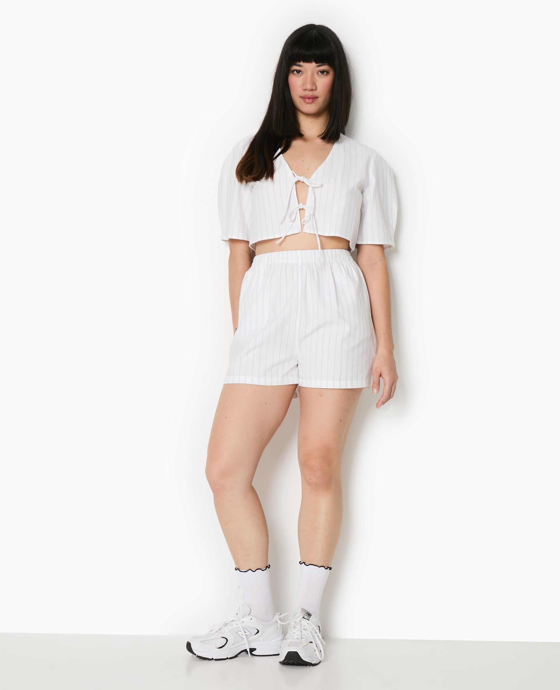 Short rayé façon pyjama d'homme
