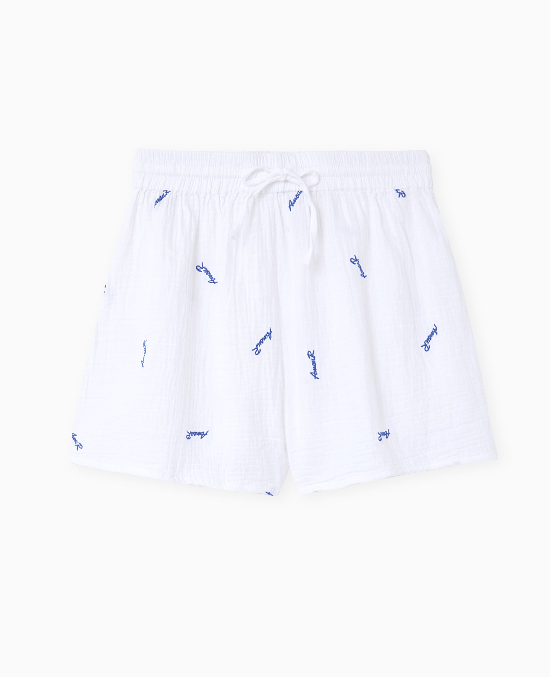 Short en gaze de coton avec broderies Amour