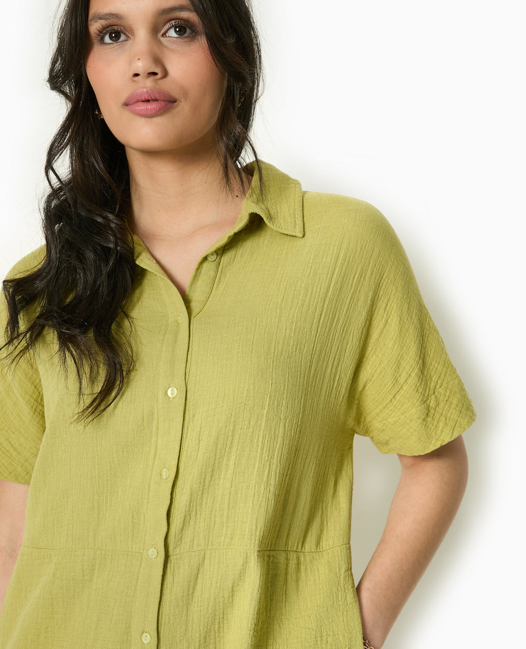 Combishort boutonnée en gaze de coton