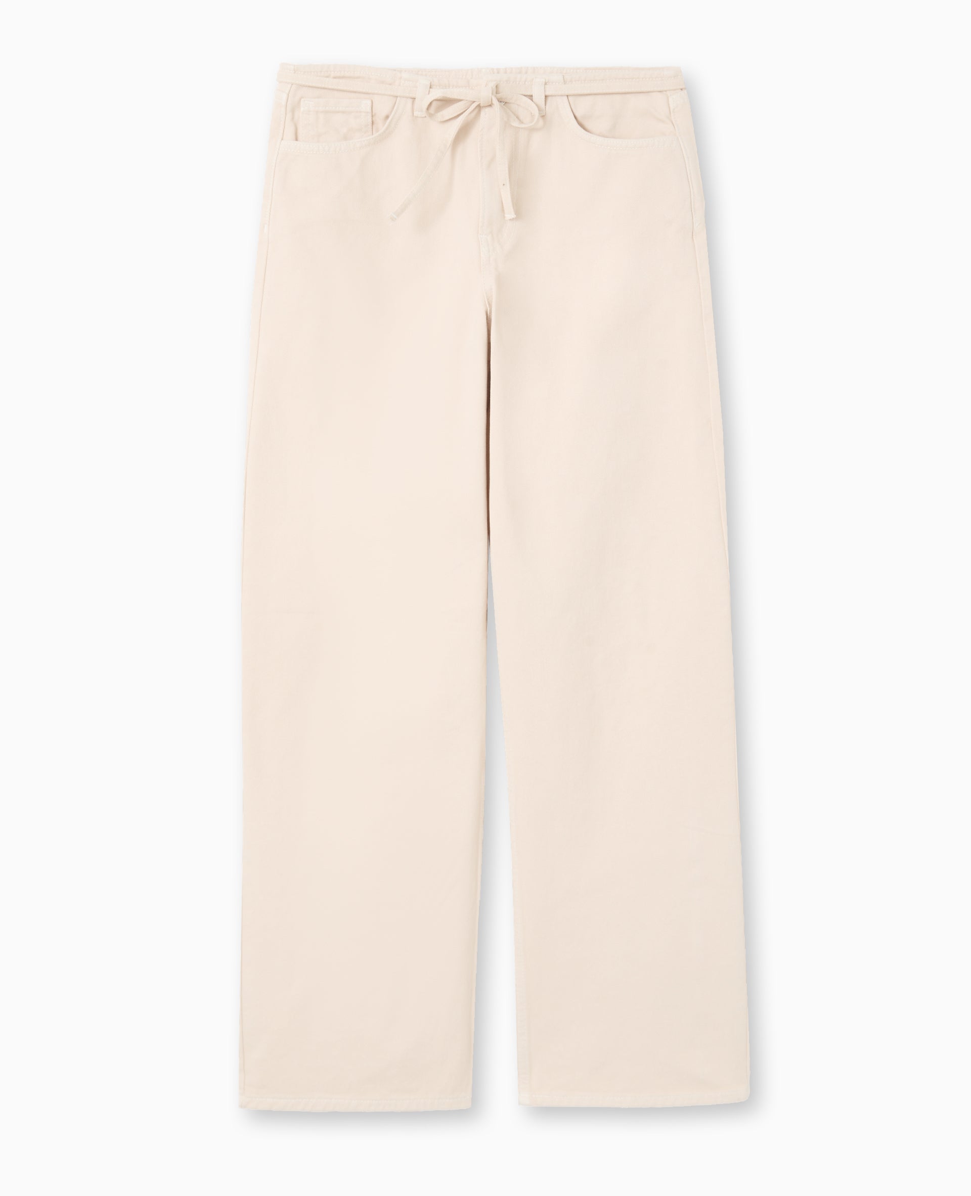 Jean droit taille basse avec ceinture à nouer