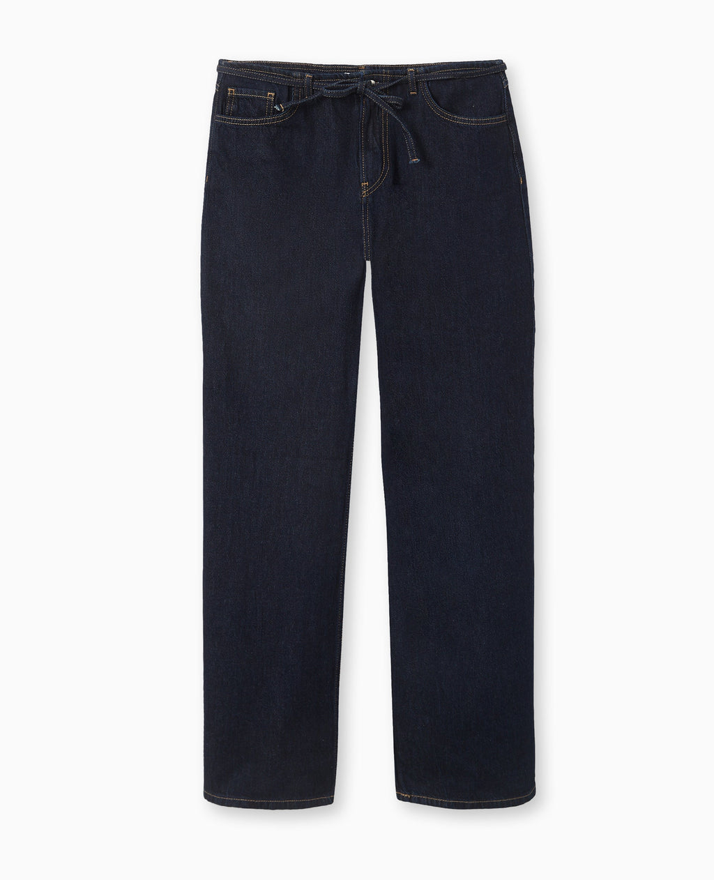 Jean droit taille basse avec ceinture à nouer