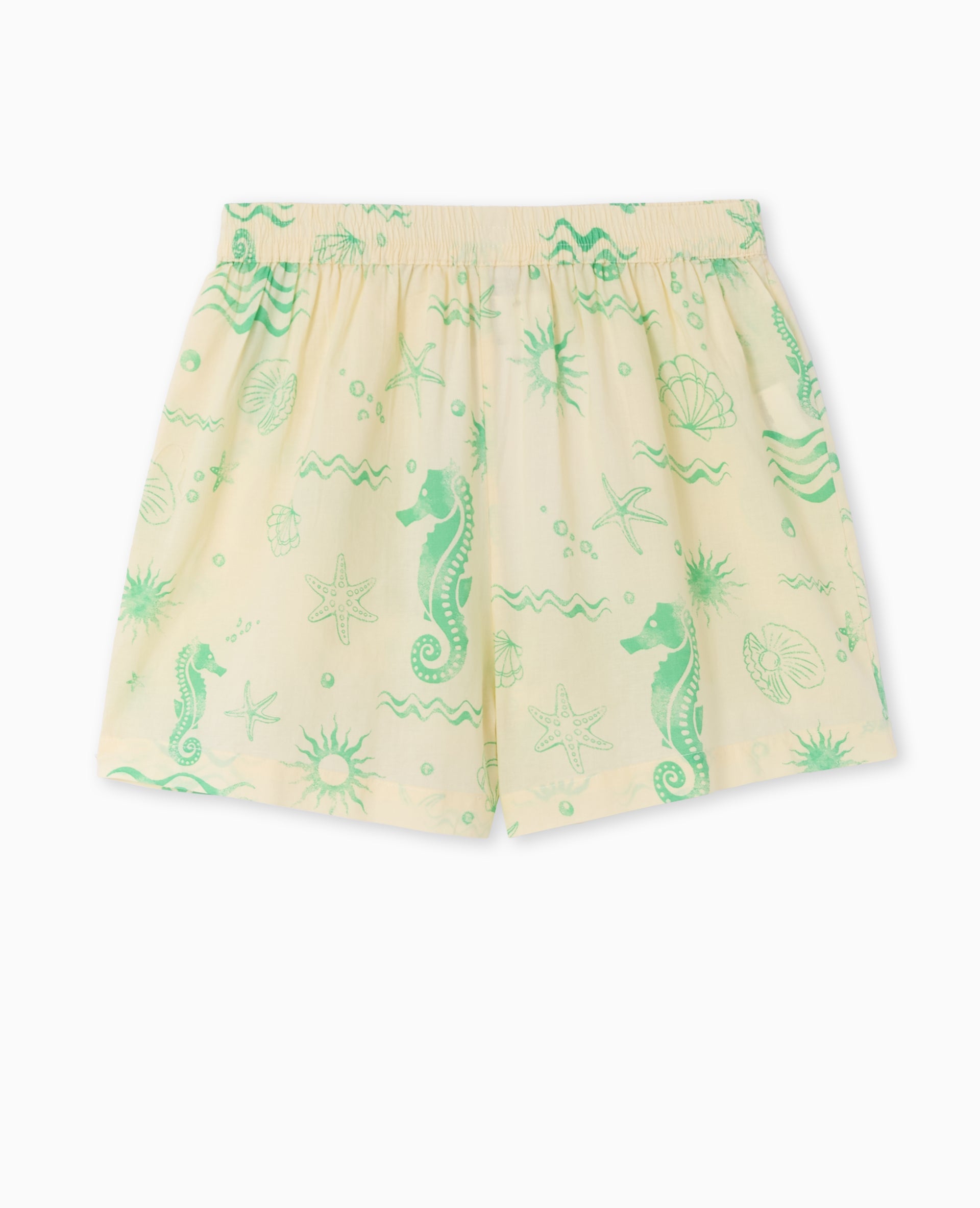 Short en voile de coton motif coquillages