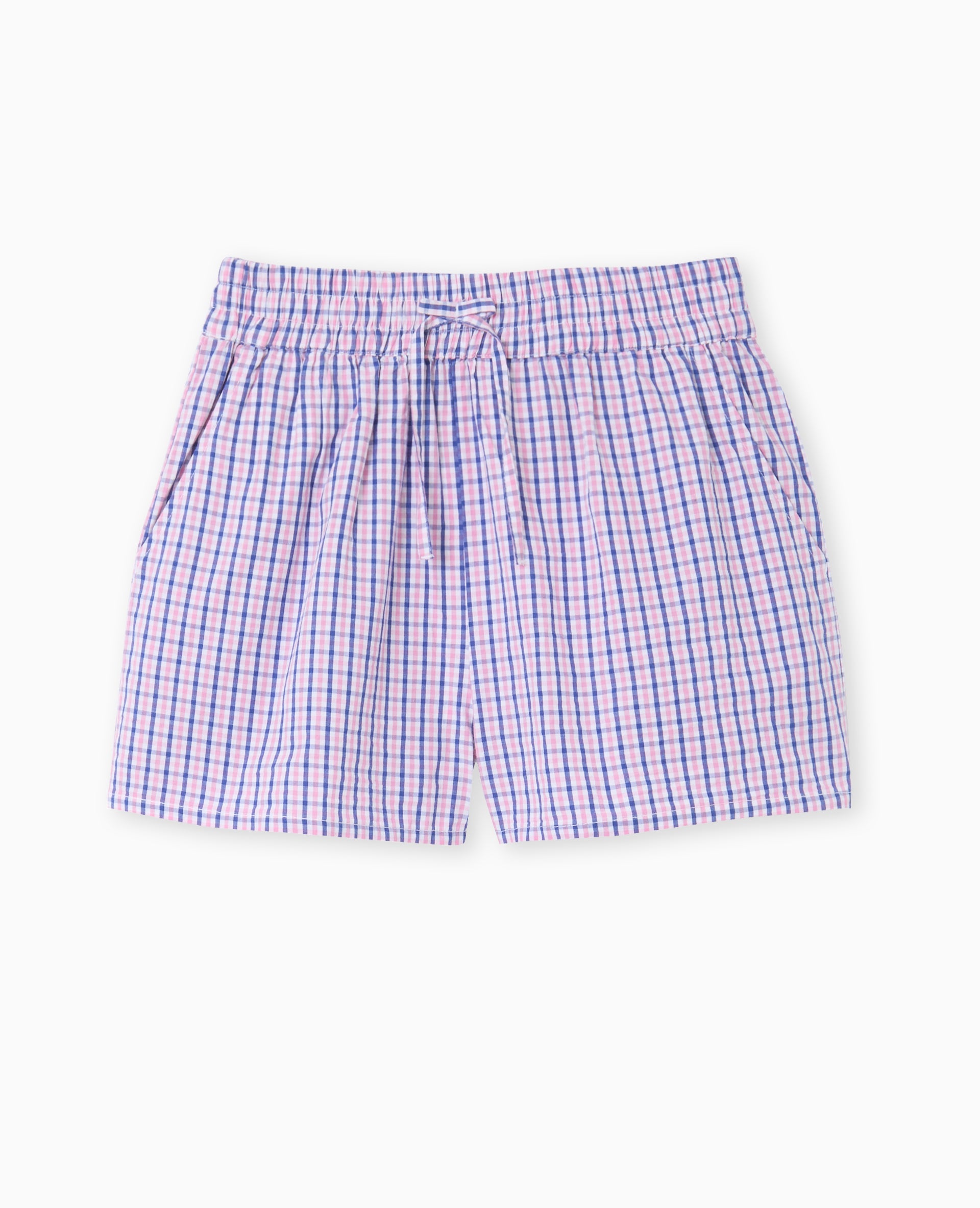 Short à carreaux avec taille élastiquée