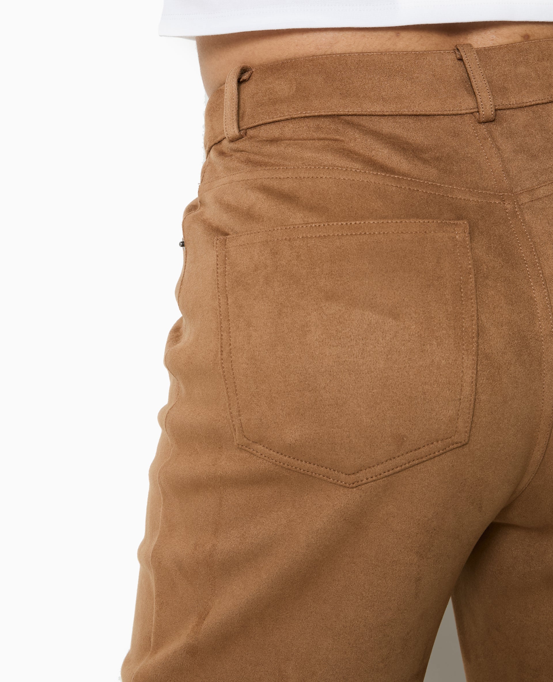 Pantalon droit en suédine