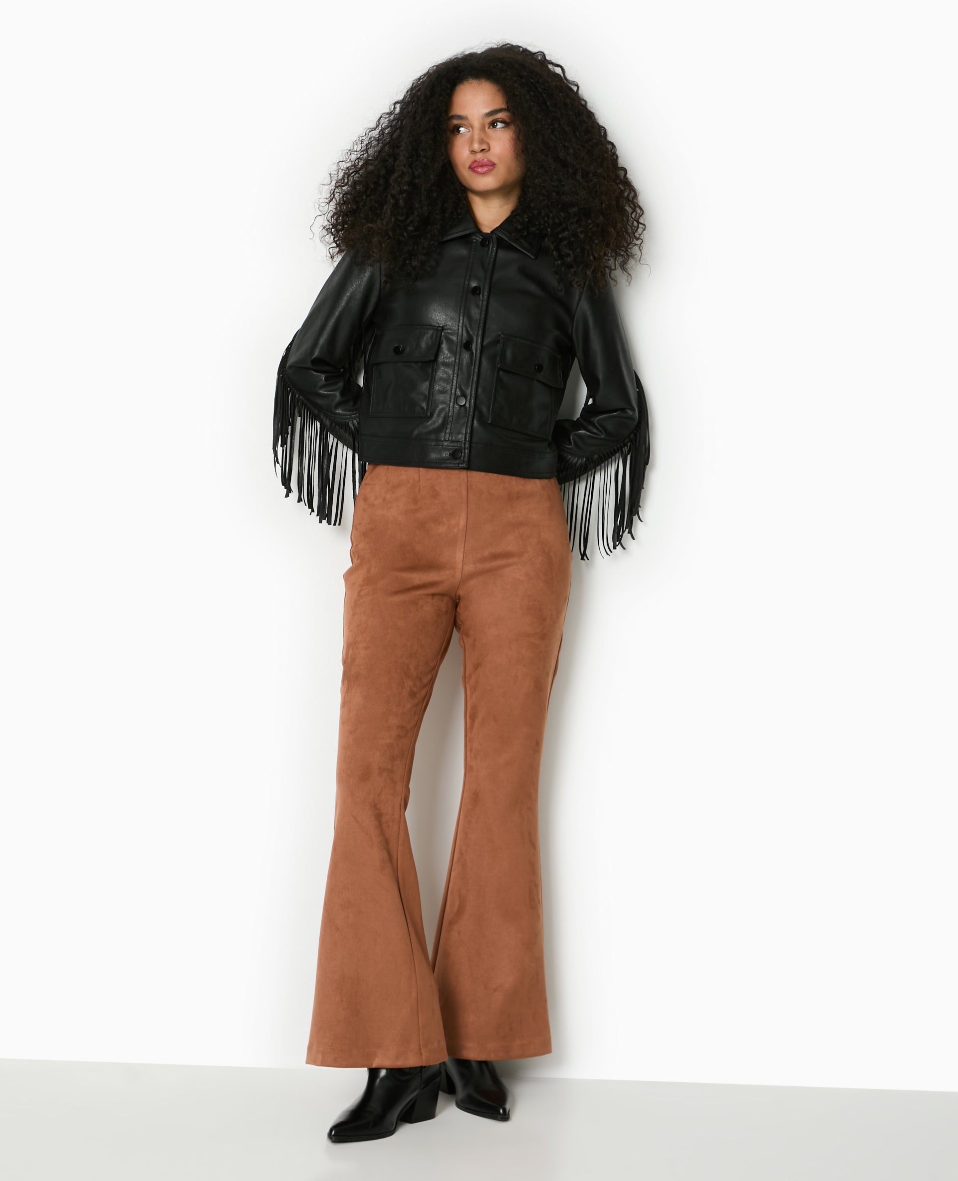Pantalon flare en suédine