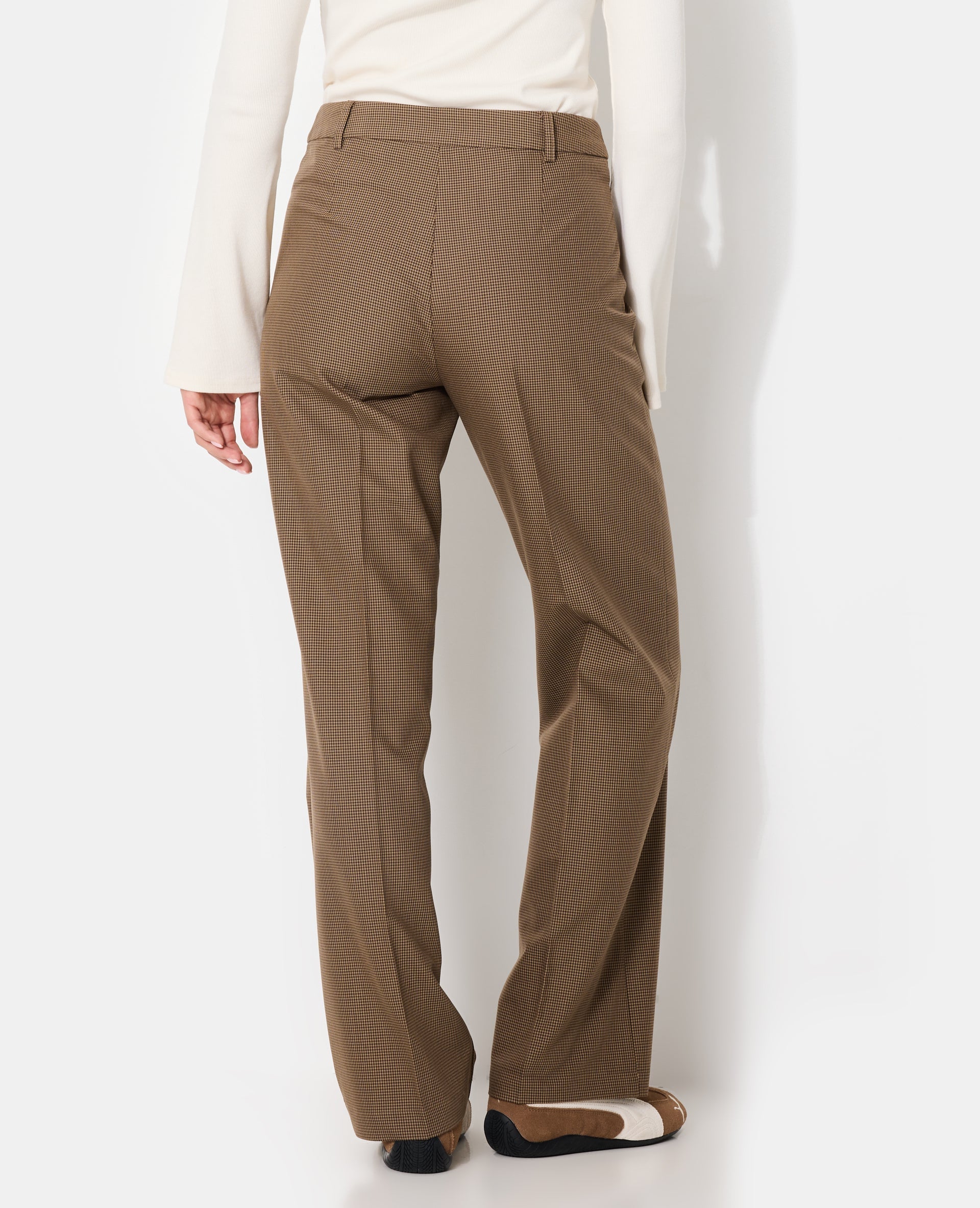 Pantalon droit motif mini pied-de-poule