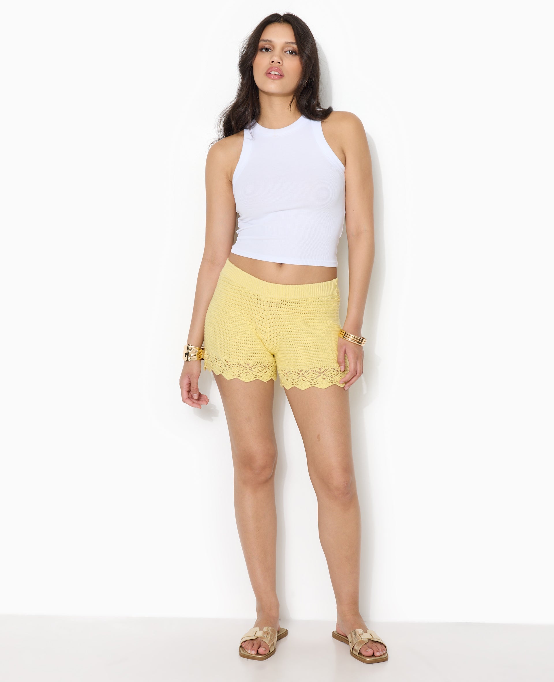 Short en maille ajourée façon crochet