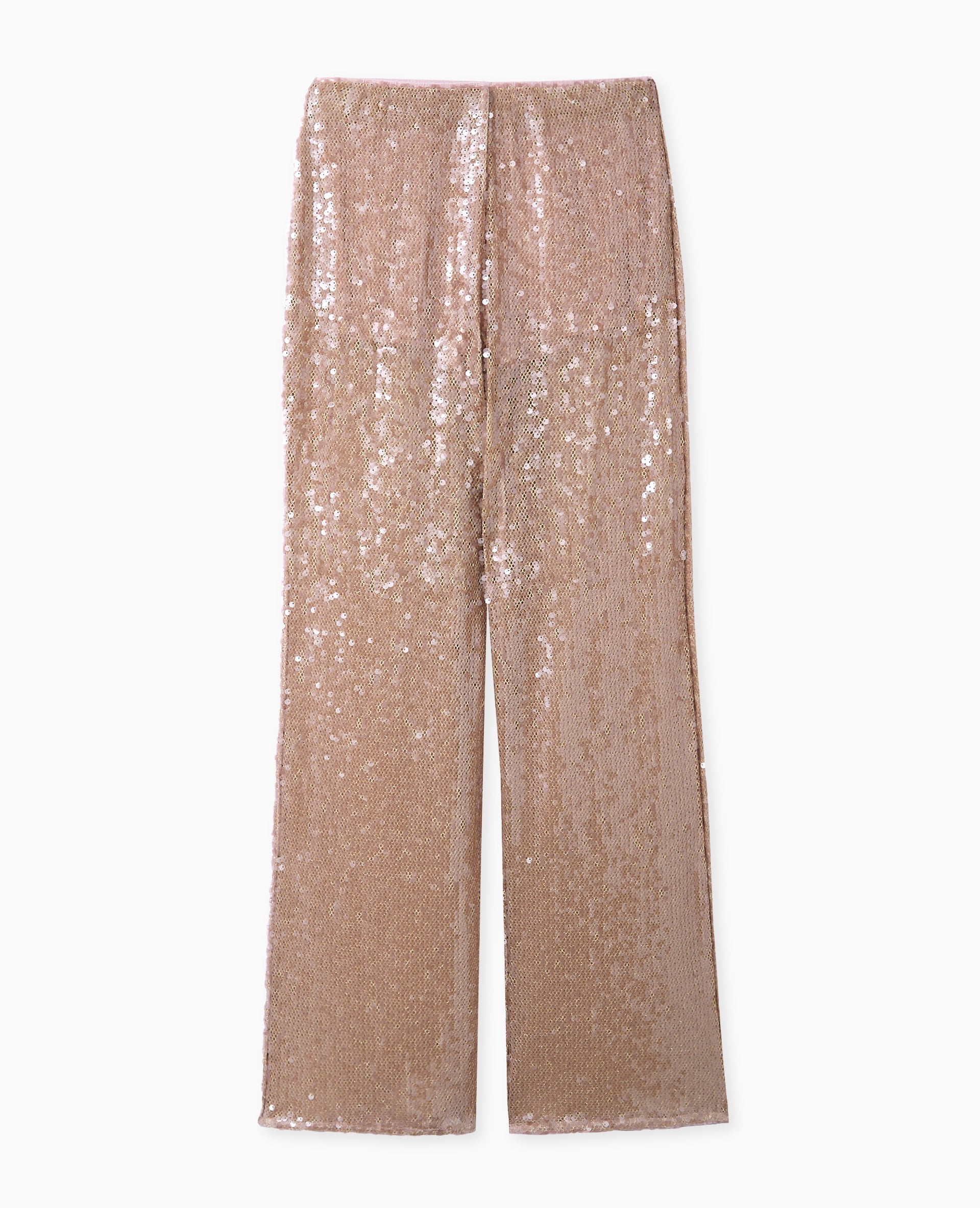 Pantalon droit en maille ajourée avec sequins