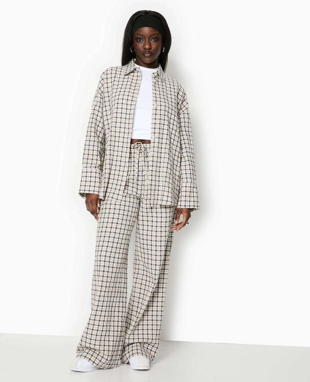 Pantalon droit à carreaux